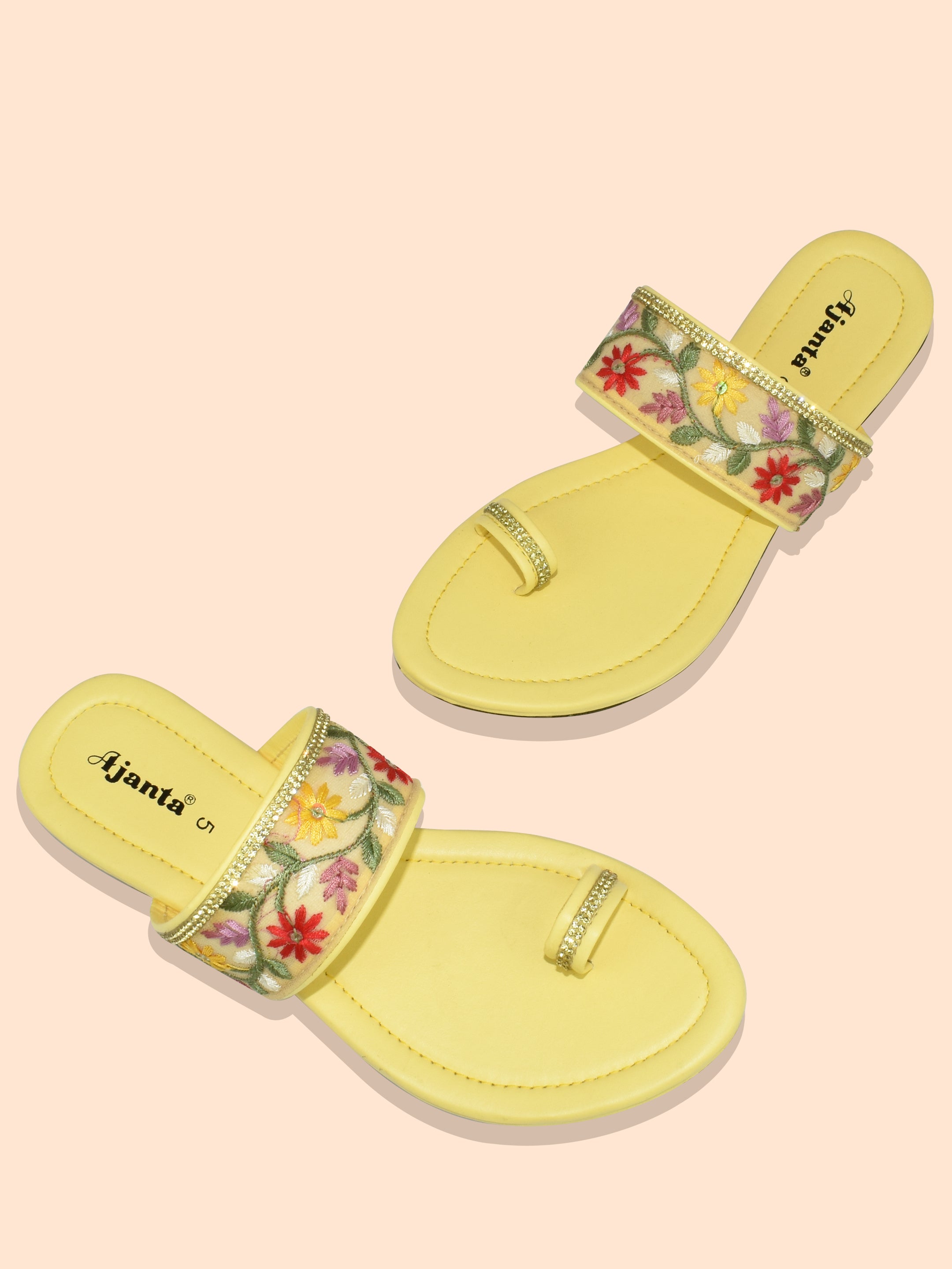 AJANTA Women's Yellow General Sandals | PVC Upper | Flexible Textile Sole | Stylish & Lightweight Daily Wear Slipper EL2019