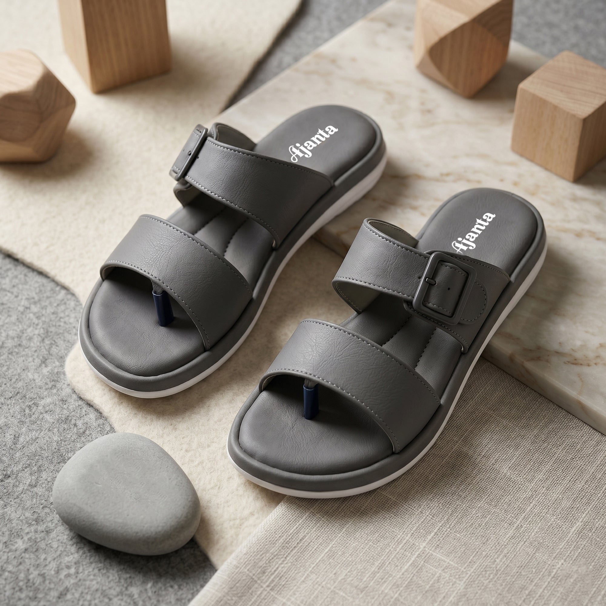 AJANTA Women's Double Strap Flat Sandals | Casual Slip-On Ladies Chappal with Cushioned Footbed