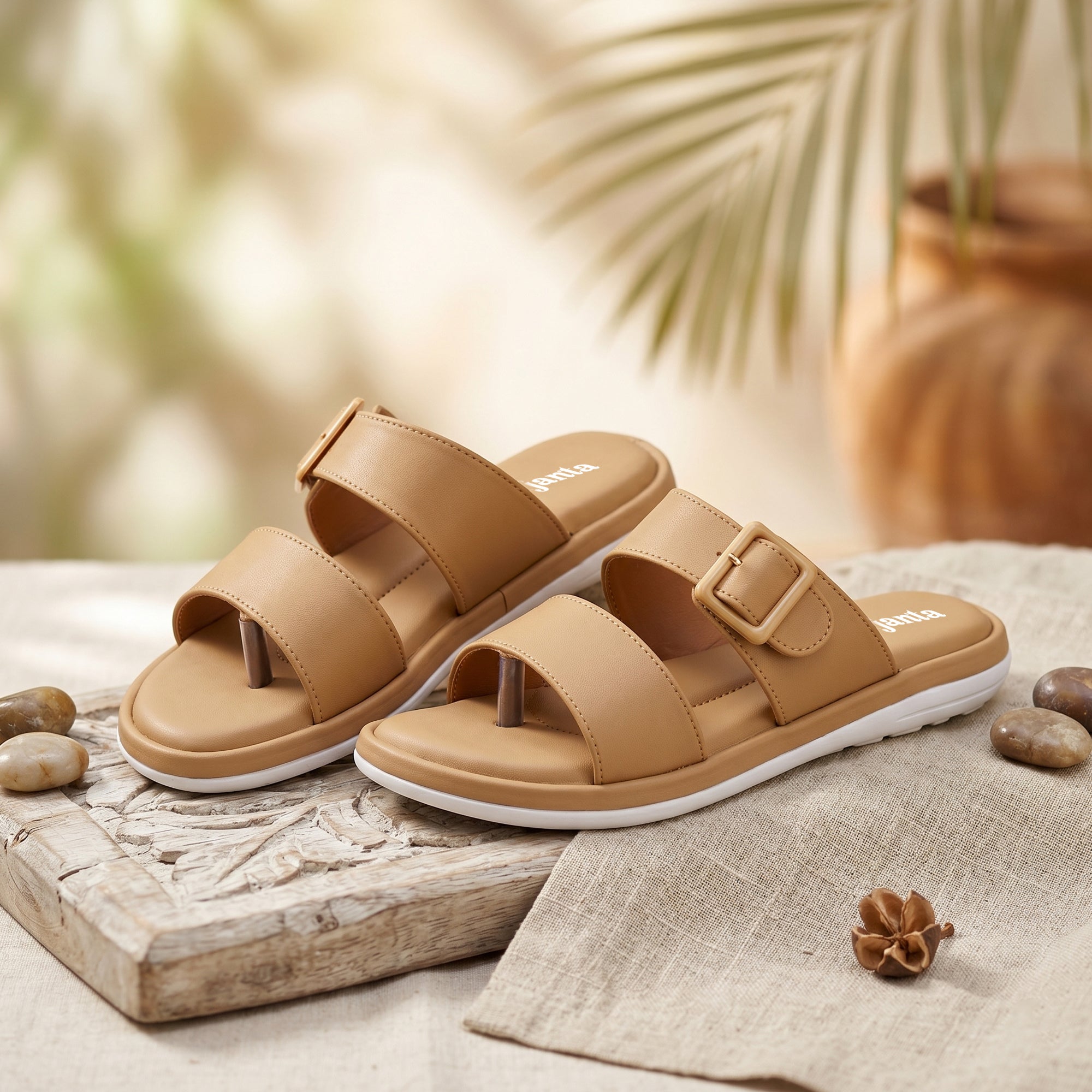 AJANTA Women's Double Strap Flat Sandals | Casual Slip-On Ladies Chappal with Cushioned Footbed