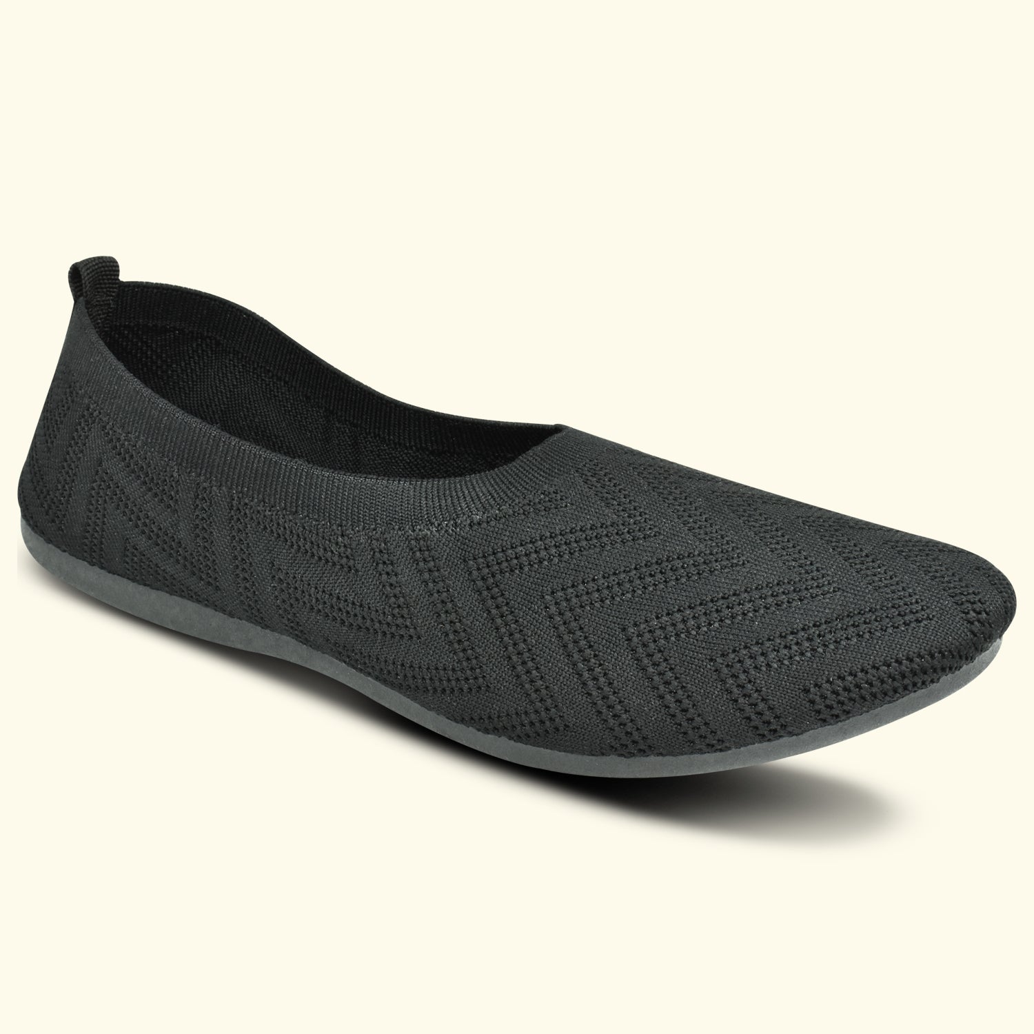 Ajanta Women's Black Bellies with Cushioned Comfort | Breathable Flynet Upper | Flexible PVC Sole | Stylish & Comfortable Bellies EL5031