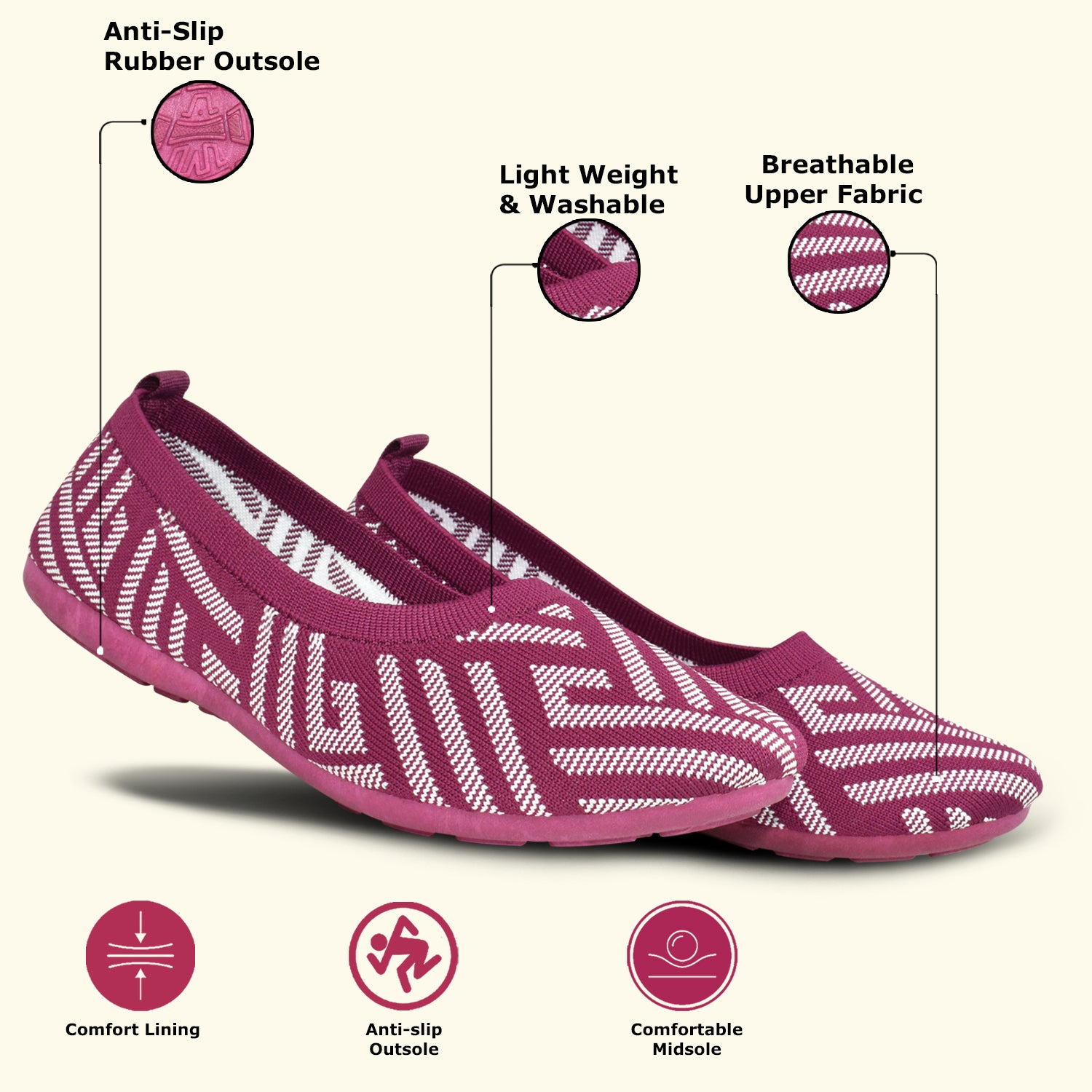 Ajanta Women’s Pink, Comfort Bellies