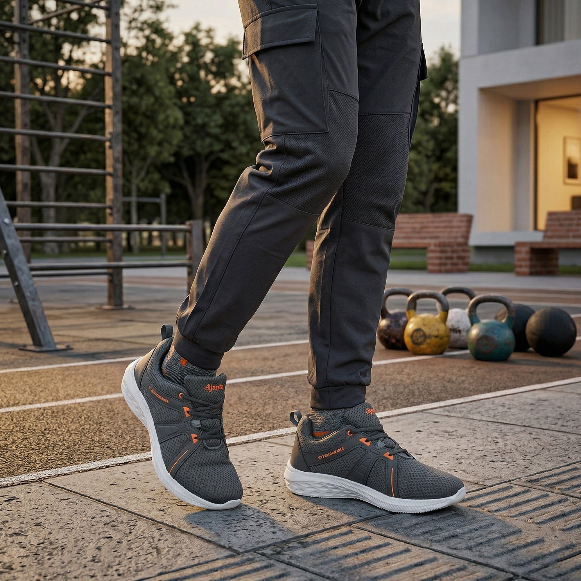 Ajanta Men’s Grey Walking Shoes