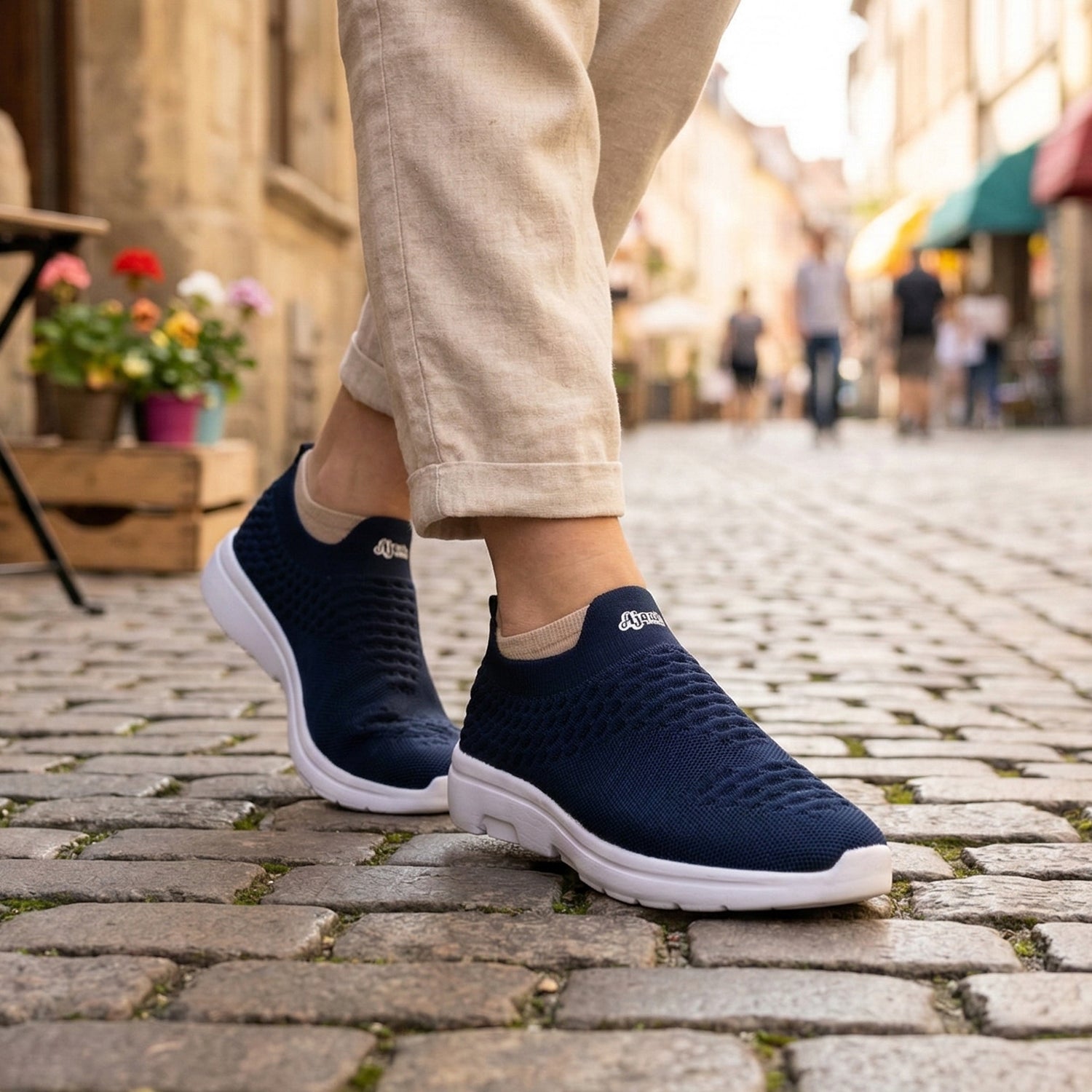 Ajanta Men's Navy Slip-On Sports Shoes