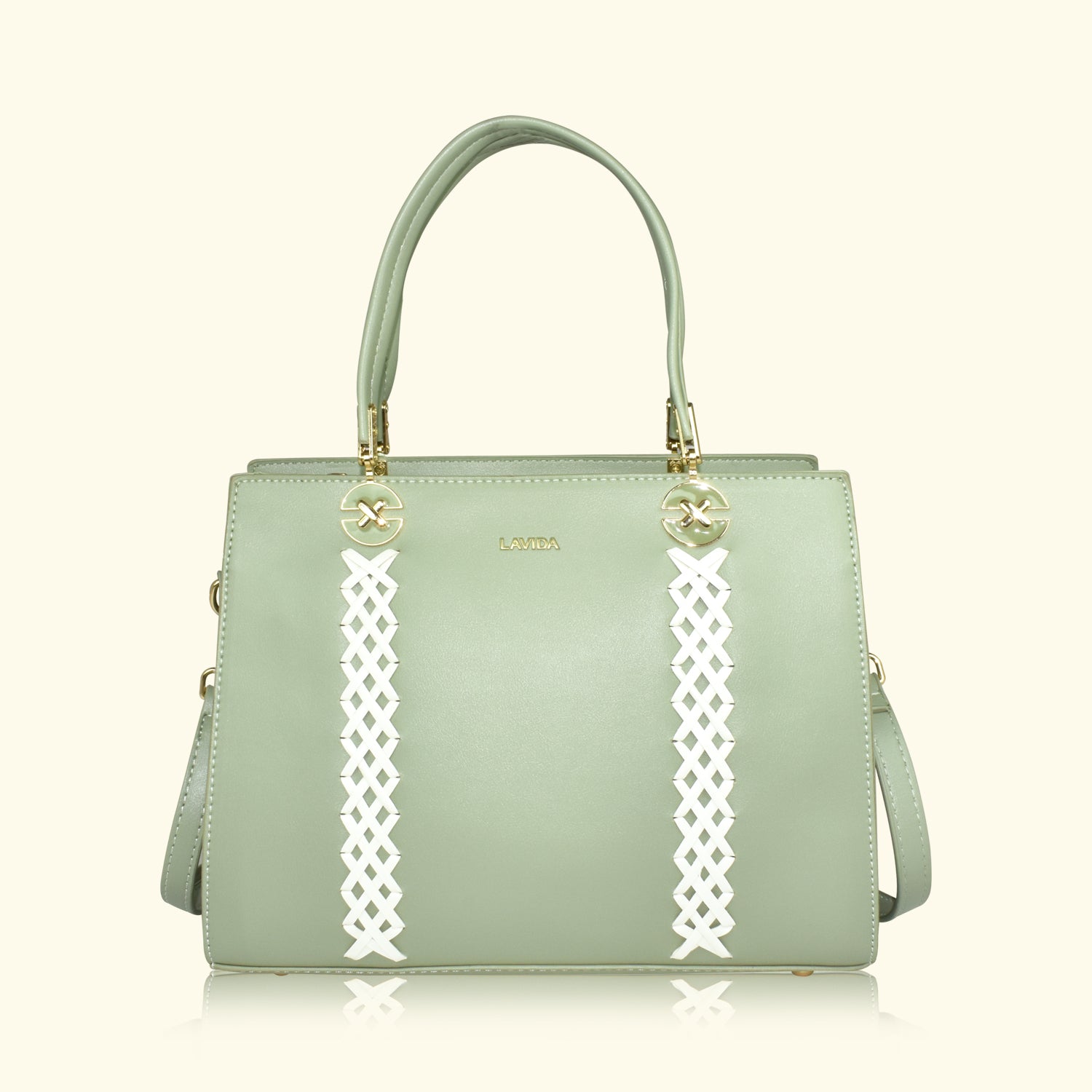 QIARRA by Ajanta Green Synthetic Handbag for Women | 2 Compartments | Detachable Sling Strap | Stylish Daily Use Bag-VB8016