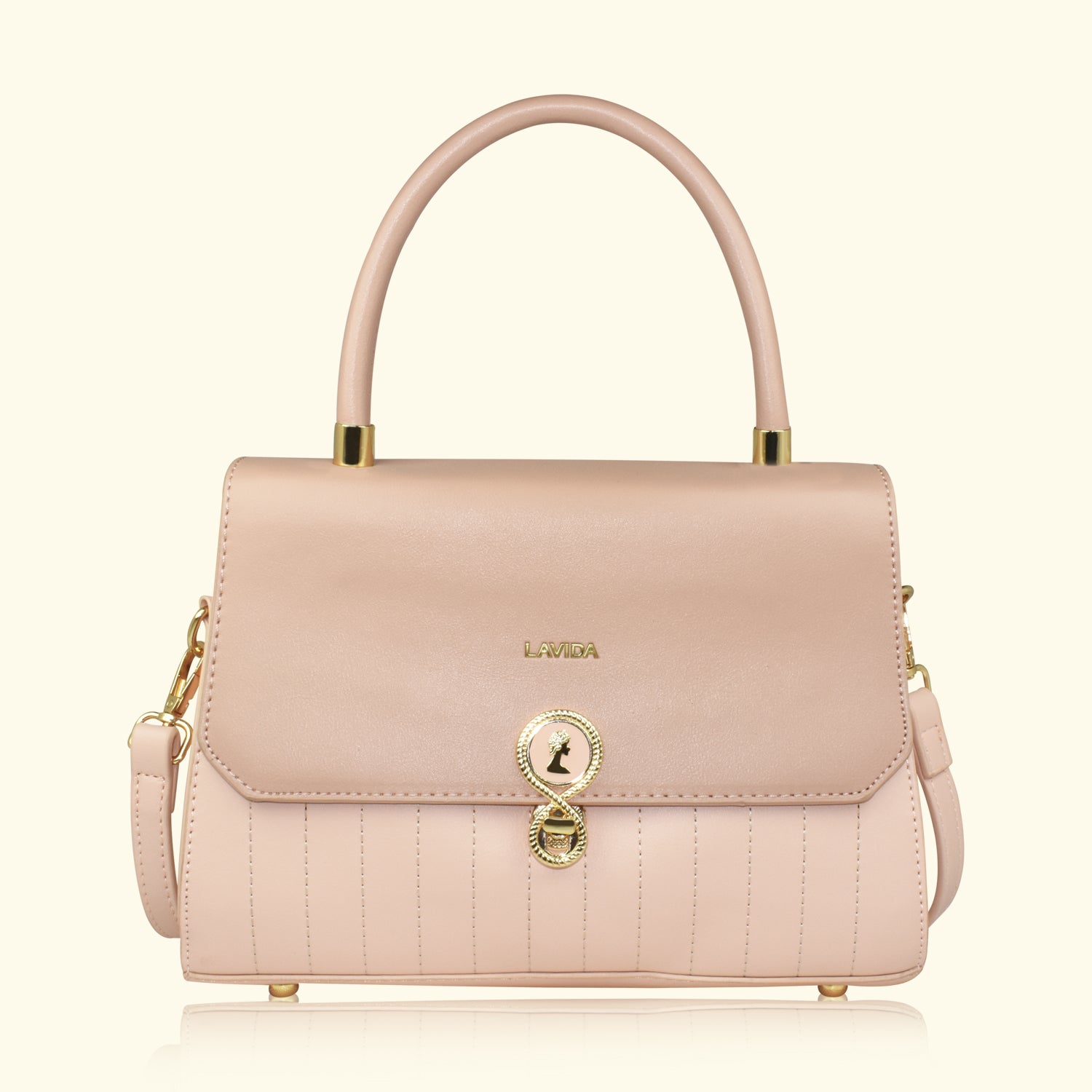 QIARRA by Ajanta Peach Synthetic Sling Bag for Women | 2 Compartments | Buckle Lock | Zipper Chains | Handle Detachable Sling Strap-VB8019