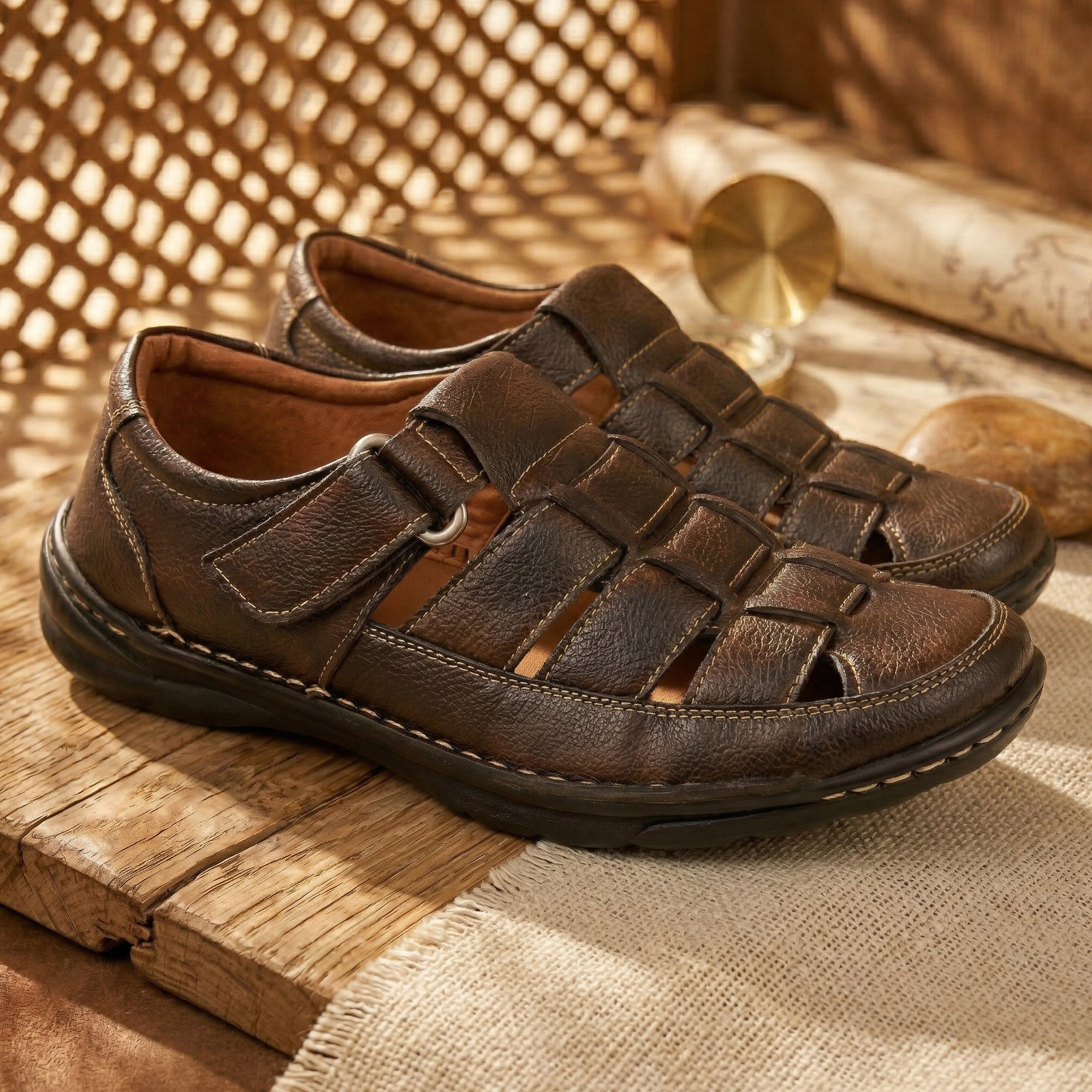 Imperio Men’s Dark Brown Roman Slip-On Sandals