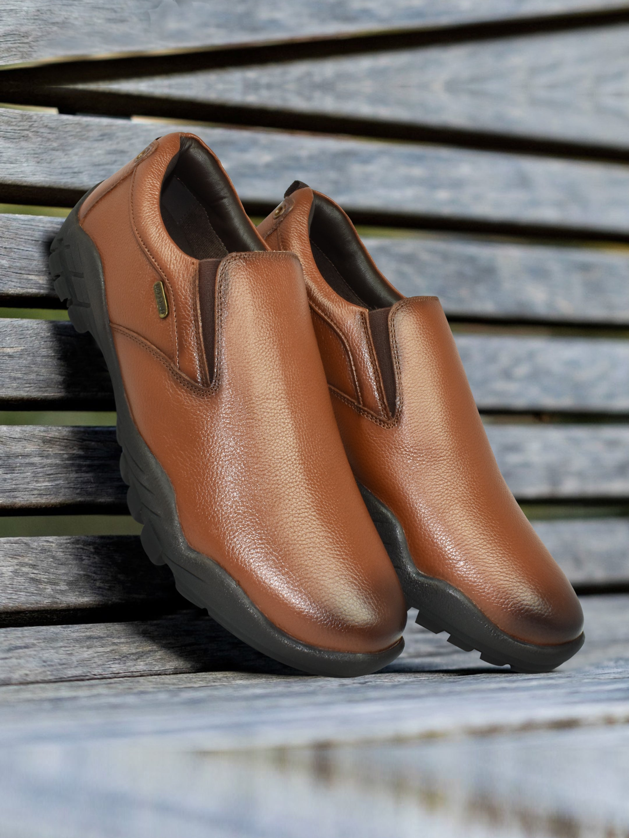 Imperio Tan Genuine Leather Slip-on Cushioned Formal Shoes for Men EG4032