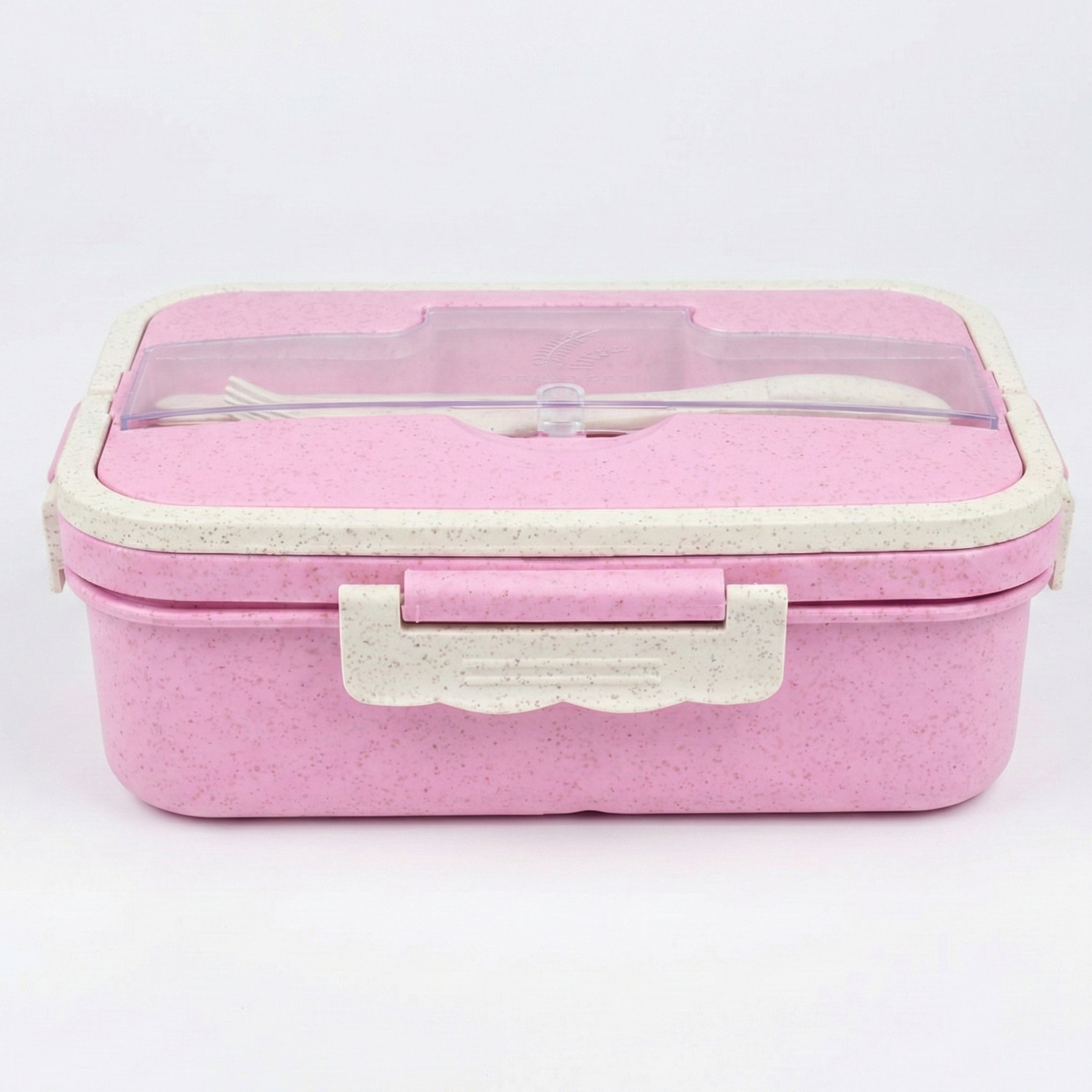 Ajanta BPA-Free 3-Section Lunch Meal Box with Snap Lock Lid & Transparent Cutlery Compartment for Kids