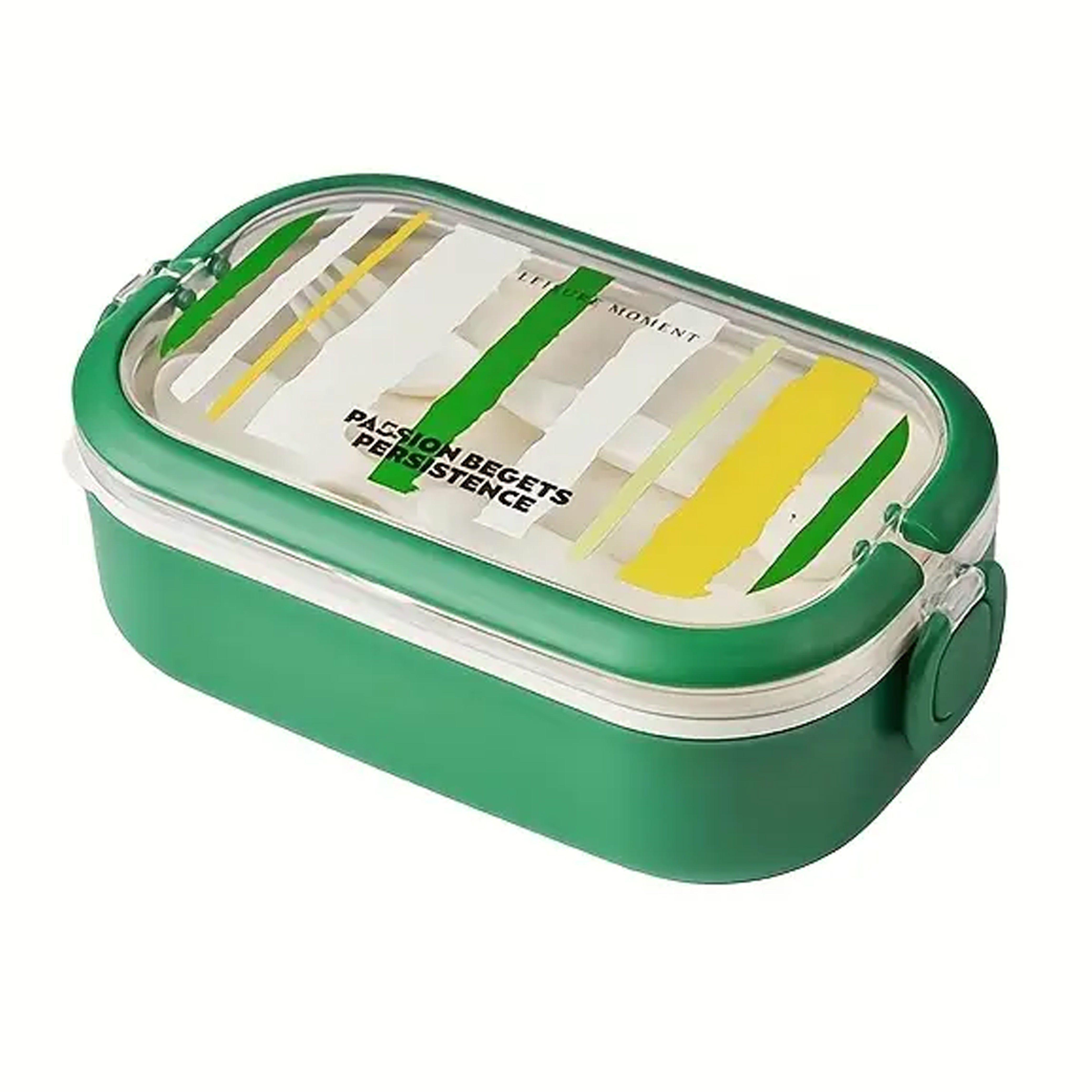 Ajanta BPA-Free Lunch Box with Cutlery Compartment Single-Section Meal Box with Transparent Lid, Dual Snap Locks & Top Handles