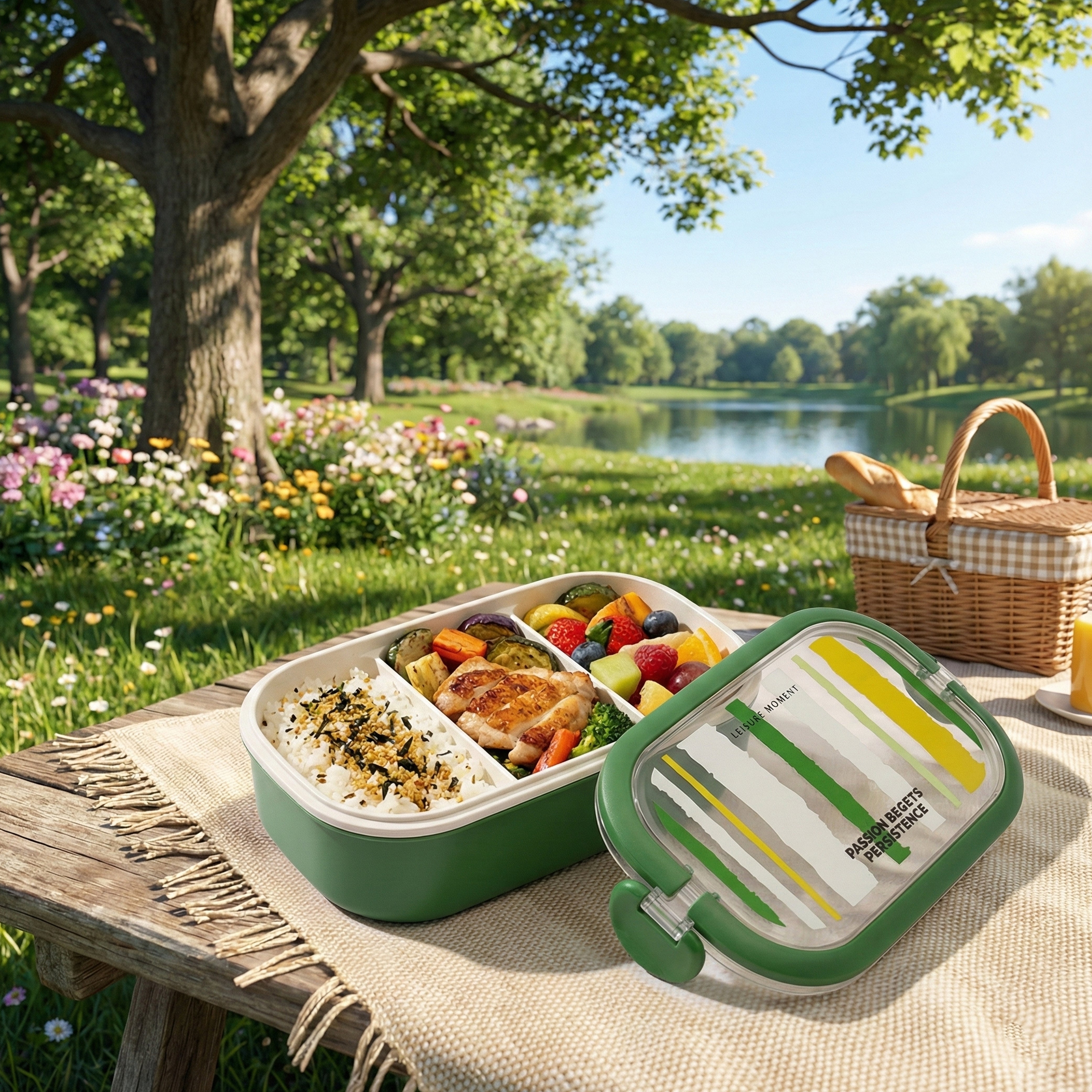 Ajanta BPA-Free Lunch Box with Cutlery Compartment Single-Section Meal Box with Transparent Lid, Dual Snap Locks & Top Handles