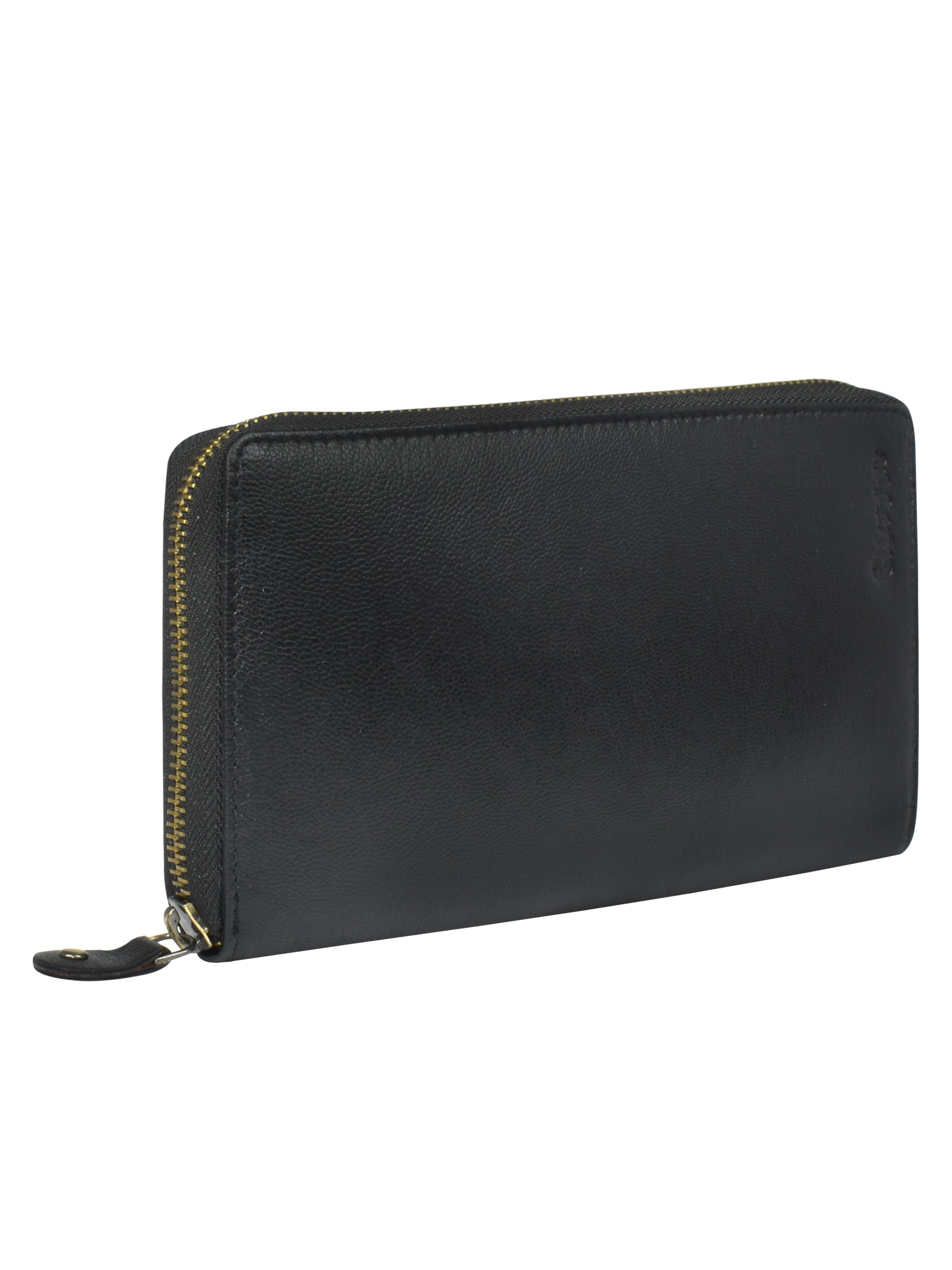 Ajanta Women’s Black Genuine Leather Wallet with Zipper Pockets & Card Slots