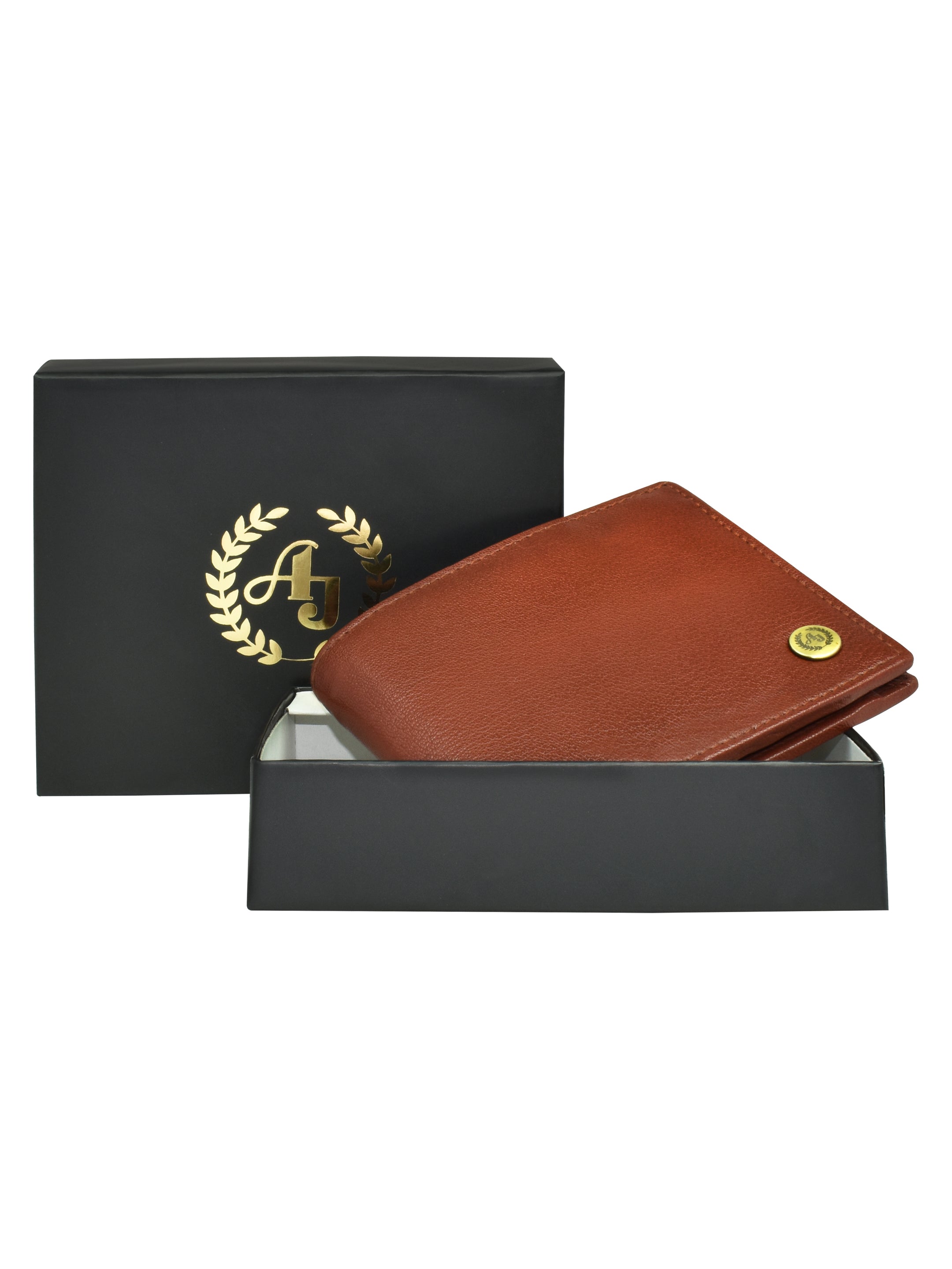 Ajanta Cognac Leather Wallet for Men Classic Bi-Fold with 5 Card Slots