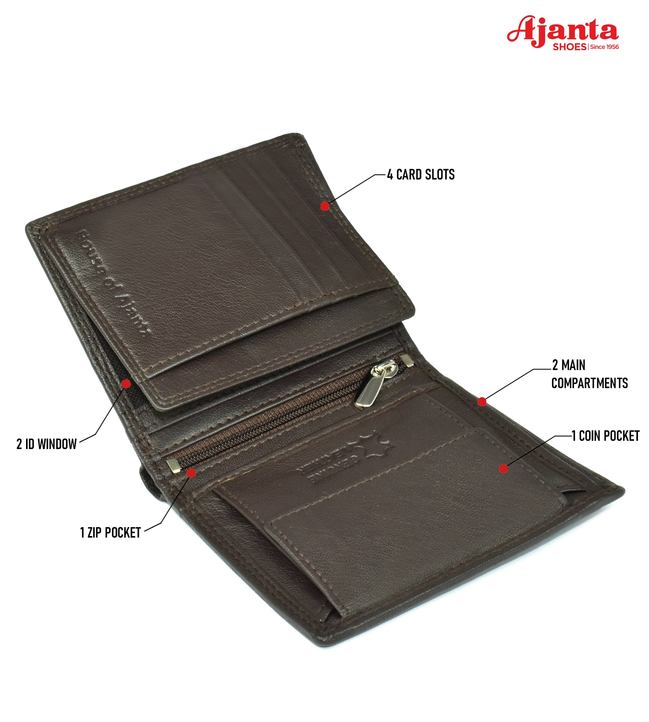 Ajanta Brown Leather Wallet for Men 3 Card Slot