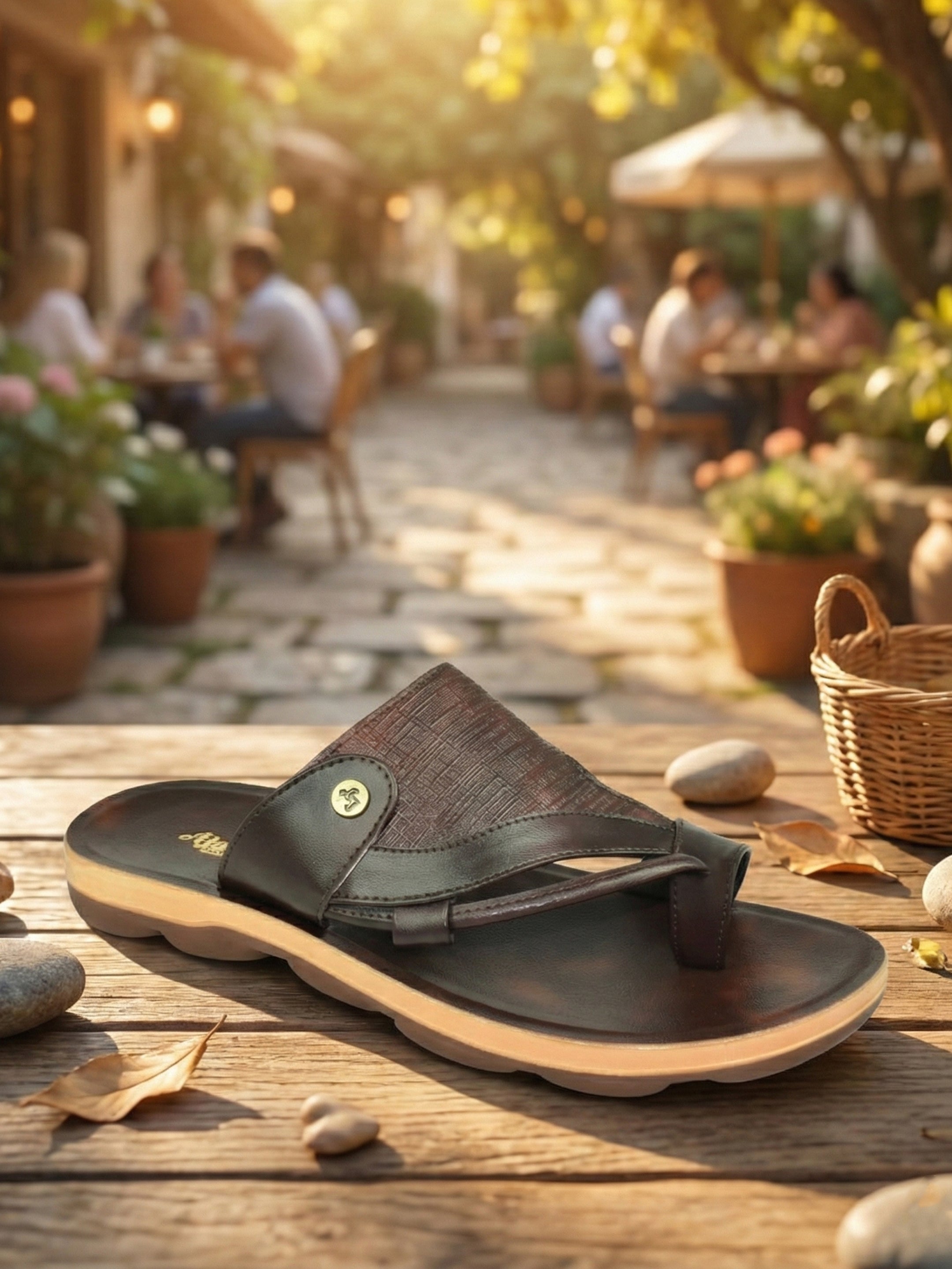 Ajanta Men’s Black Cross-Strap Sandal