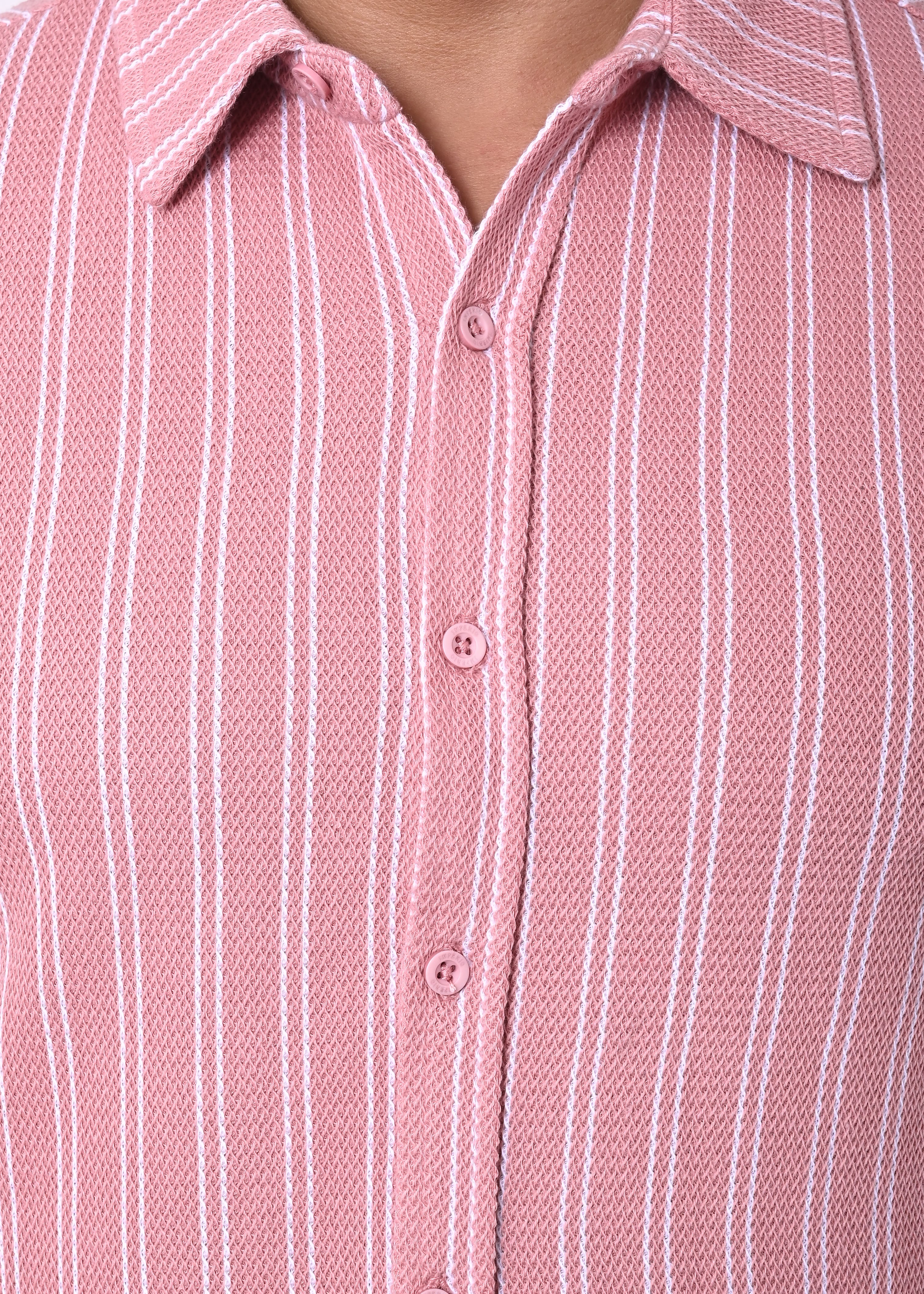 IMPERIO Men Slim Fit Knitted Casual Shirt| Striped Spread Collar With Half Sleeves SC5007