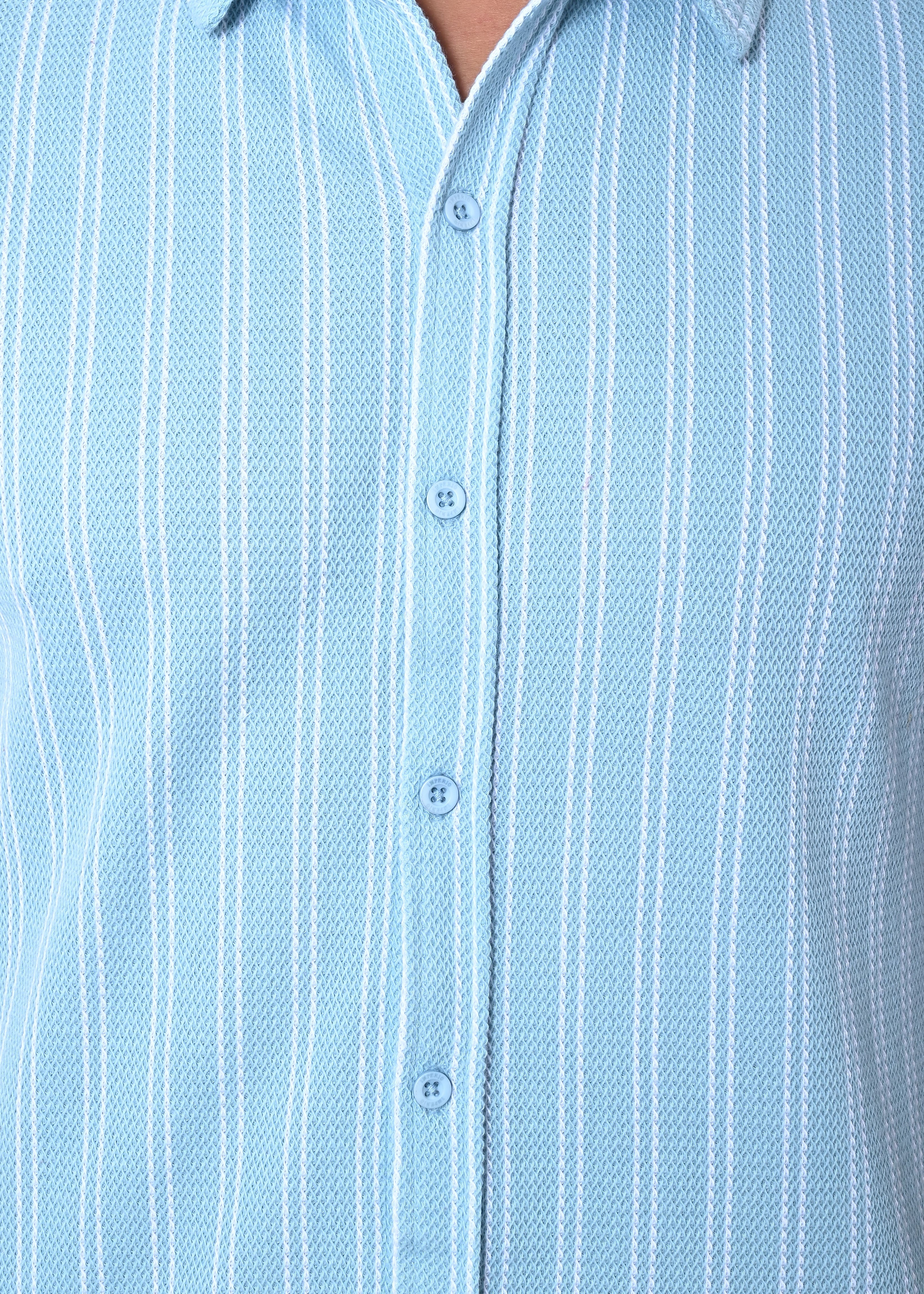 IMPERIO Men Slim Fit Knitted Casual Shirt| Striped Spread Collar With Half Sleeves SC5008