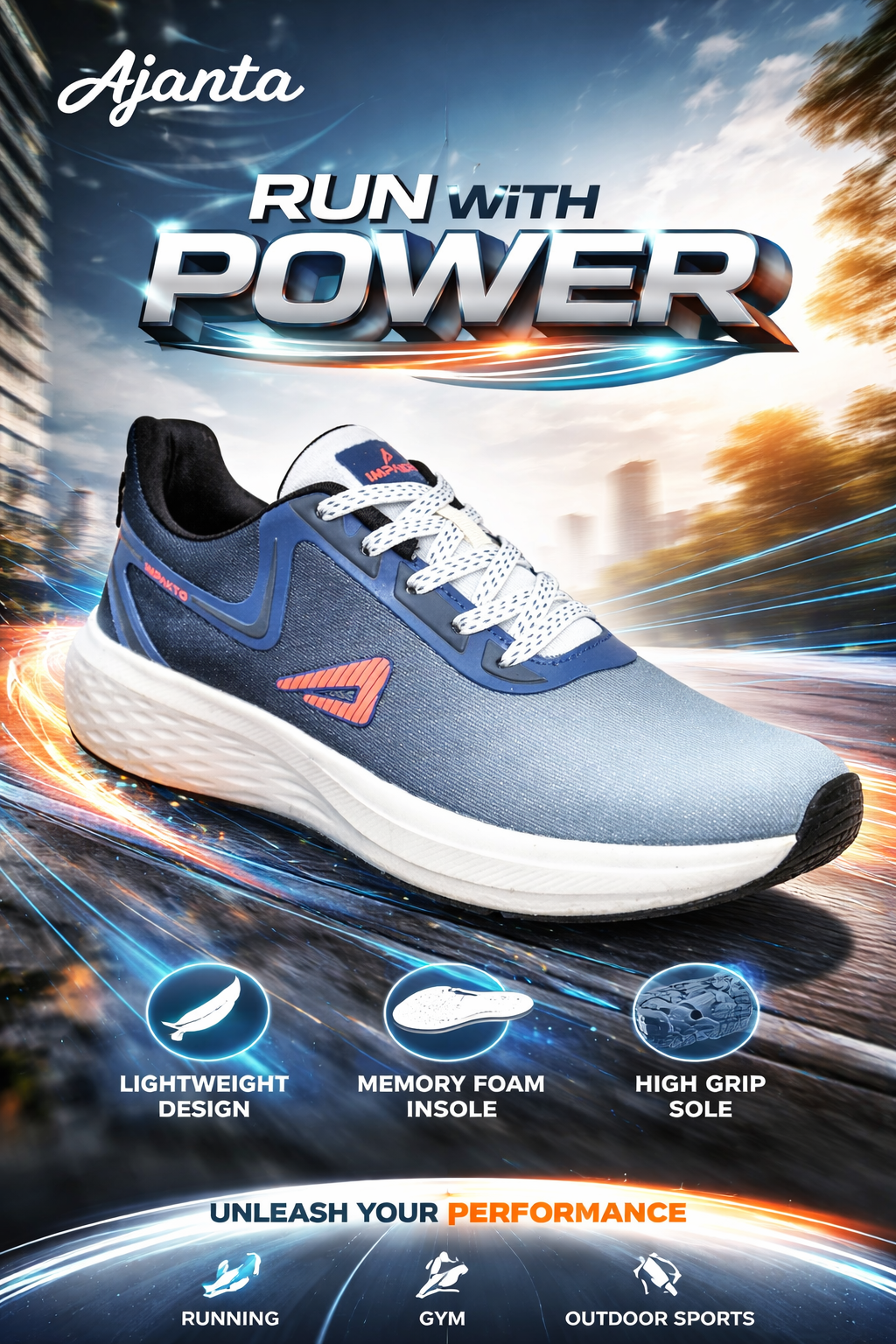 Impakto by Ajanta Men’s Blue Walking Shoes