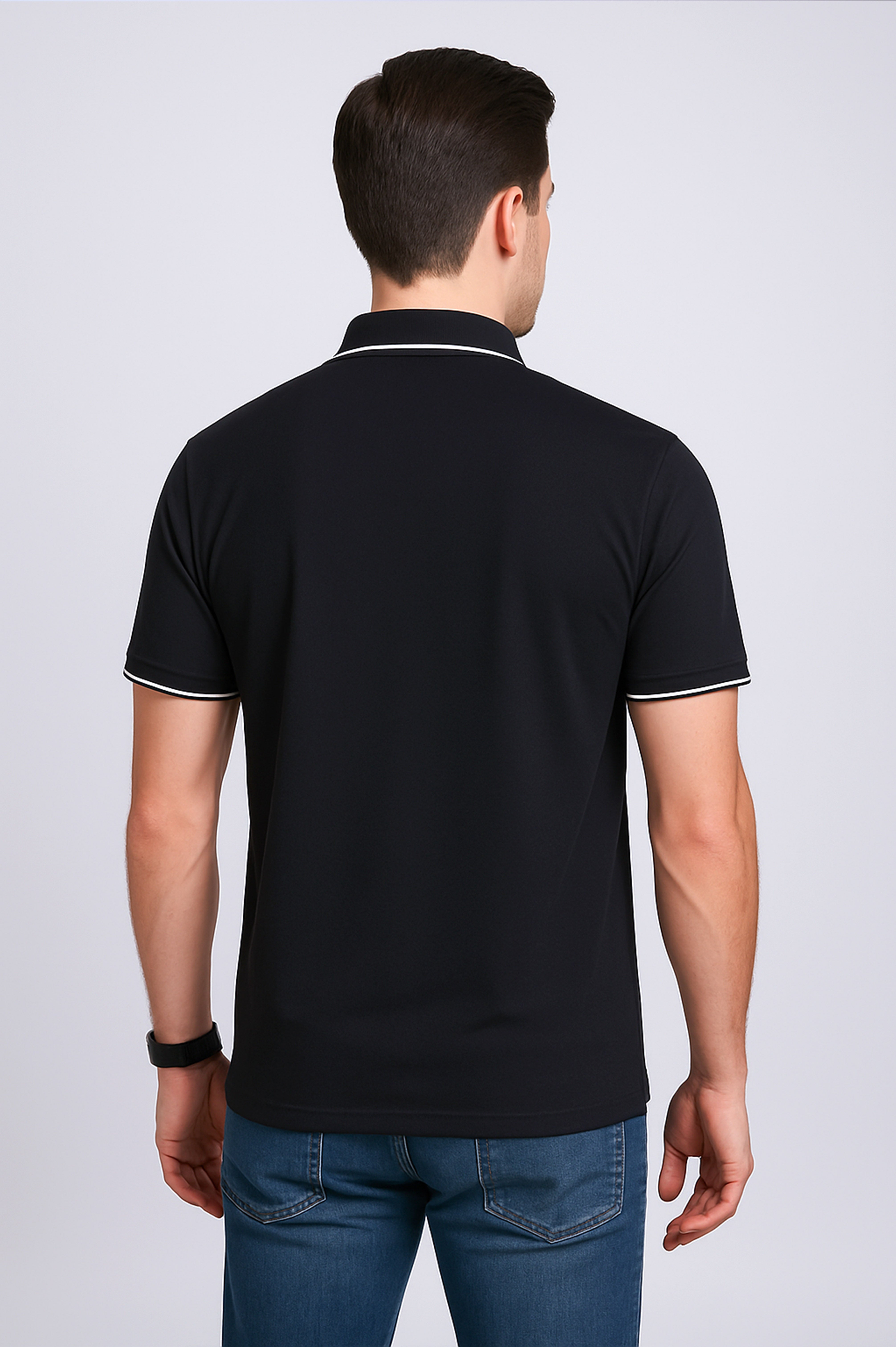 Imperio Men Solid Polo Neck Polyester Black T-Shirt
