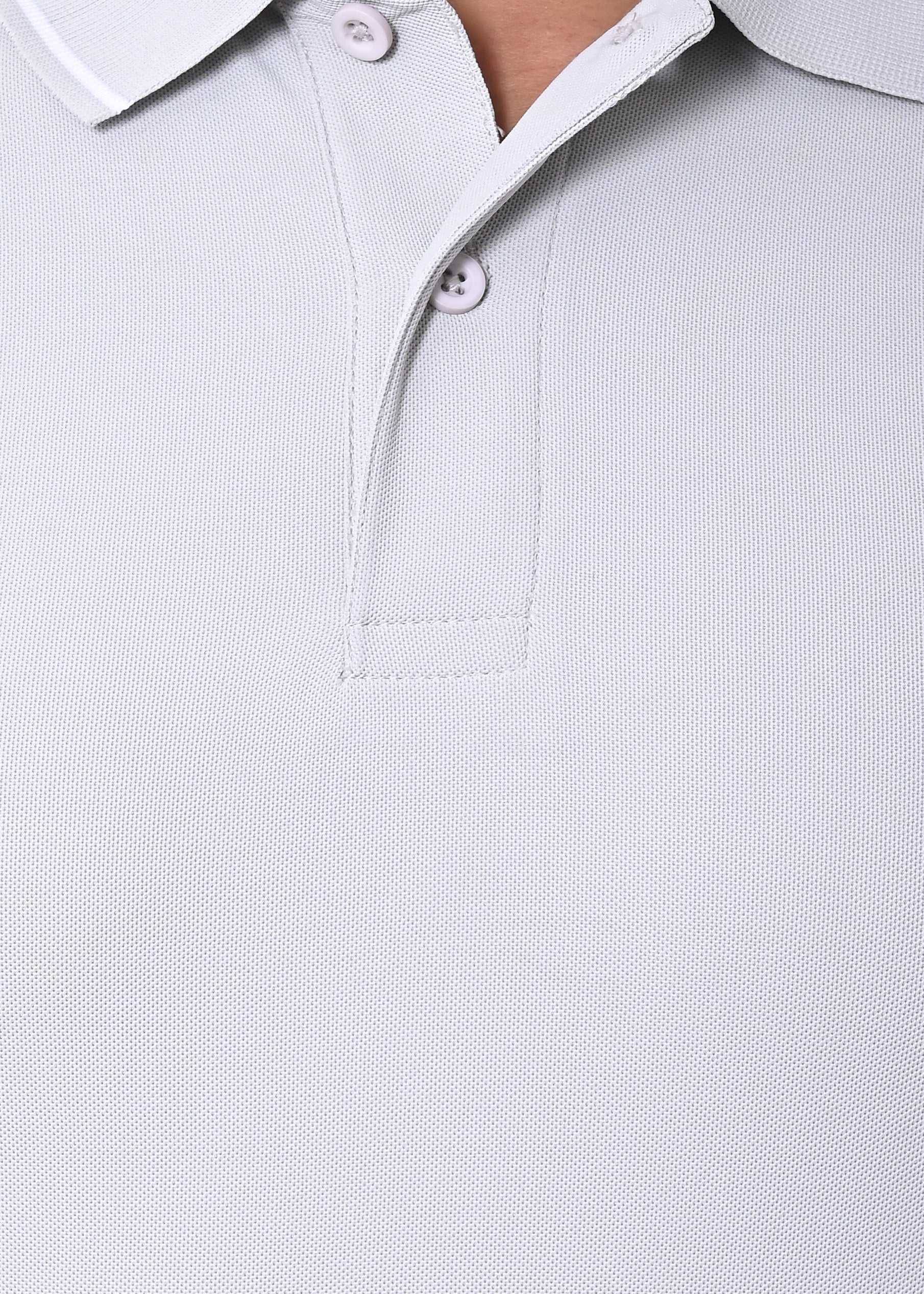 Imperio Men Solid Polo Neck Polyester Grey T-Shirt TC5009