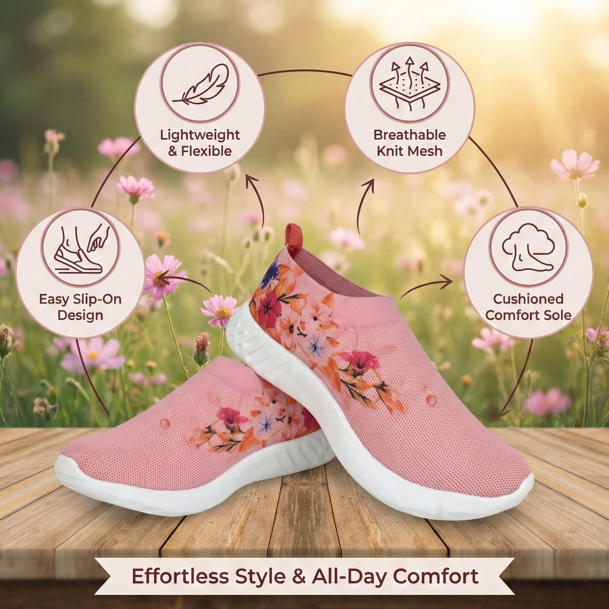 Ajanta Girls’ Slip-On Lightweight Shoes