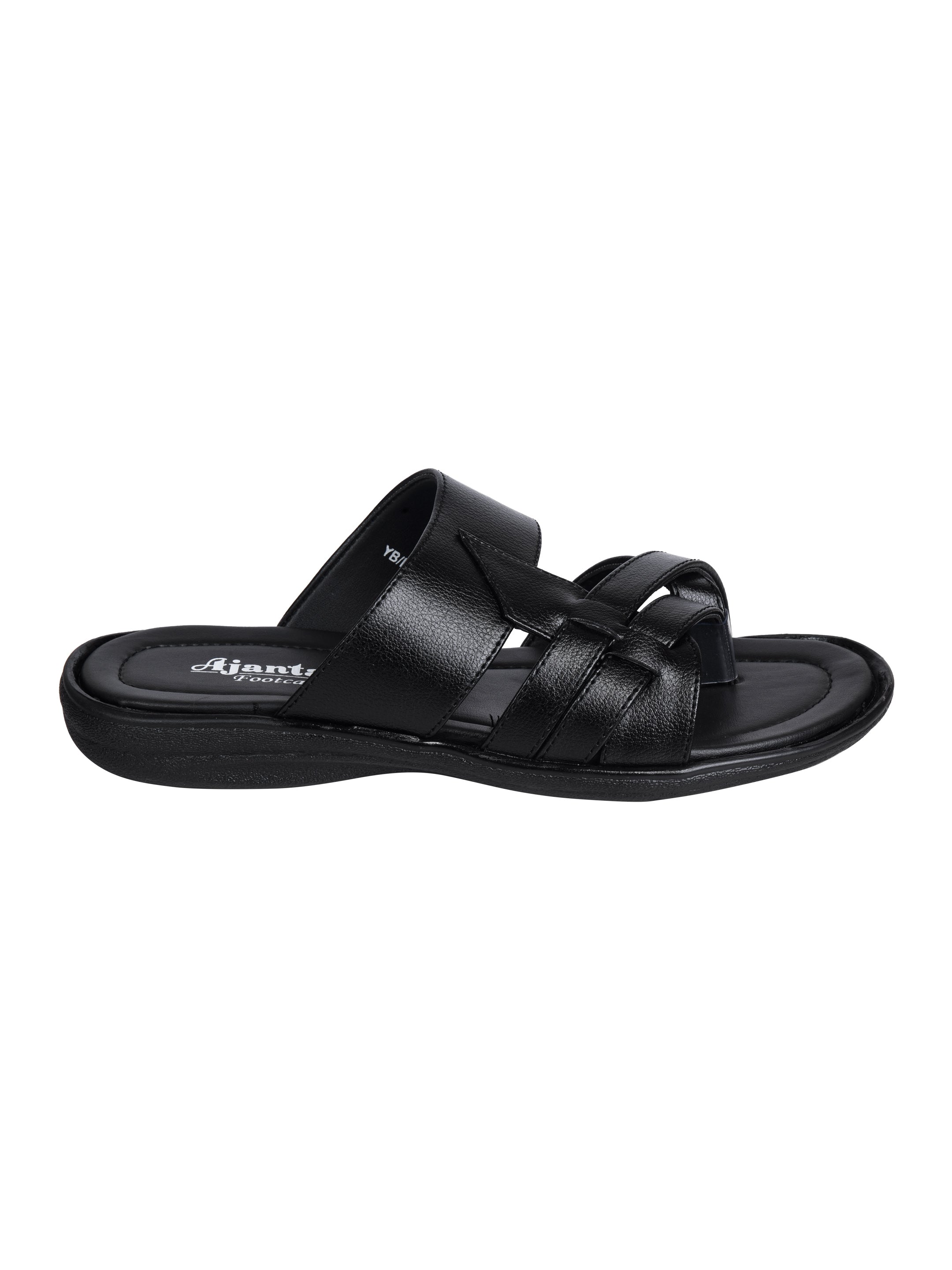 Ajanta Men's Black Sandals | Durable Synthetic Upper | Anti-Slip PVC Sole | Comfortable Daily Wear Slipper CG0858