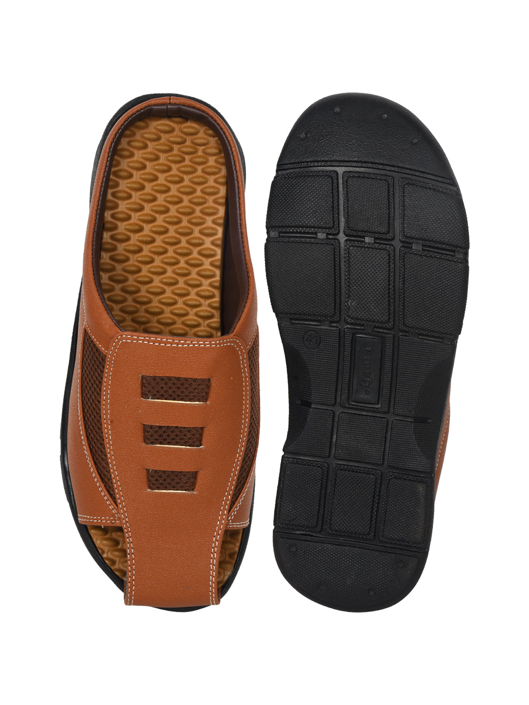Ajanta Men’s Brown Slip-On Sandals for Daily Comfort