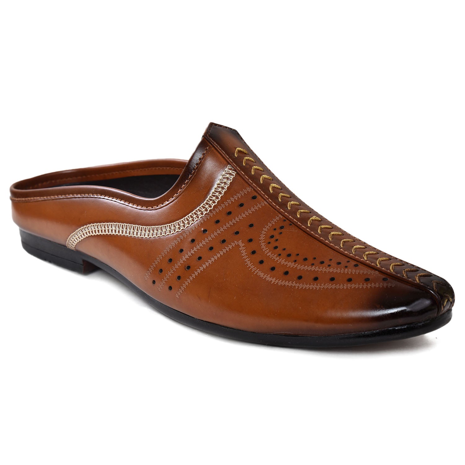 Men’s Brown Formal Slip-On Loafers Shoes | Synthetic Leather Ethnic Mojari Style Dress Shoes | Airmix Sole Comfortable Office, Party & Wedding Wear Footwear