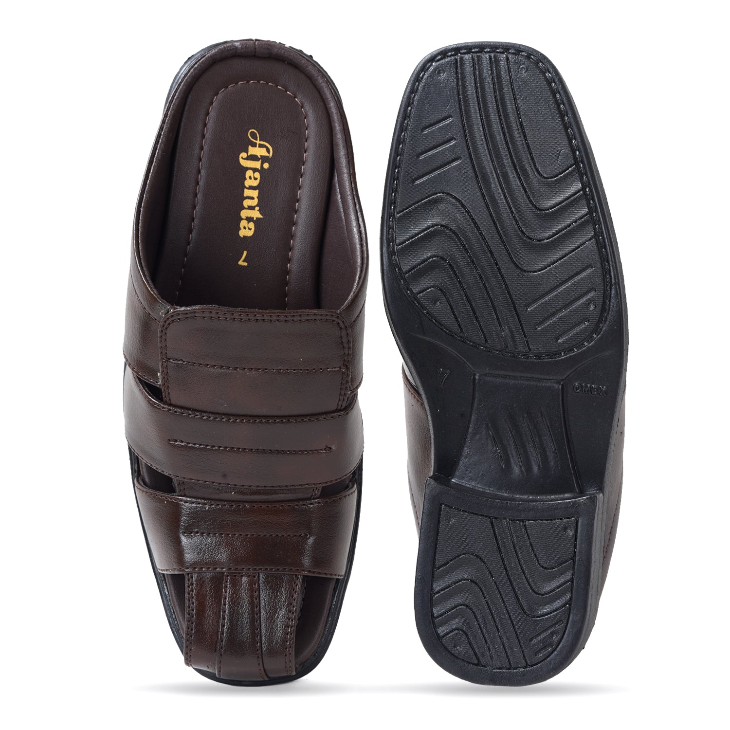 Ajanta Men's Brown Sandals | Durable Synthetic Upper | Sturdy PVC Sole | Comfortable Daily Wear Sandal CG1075