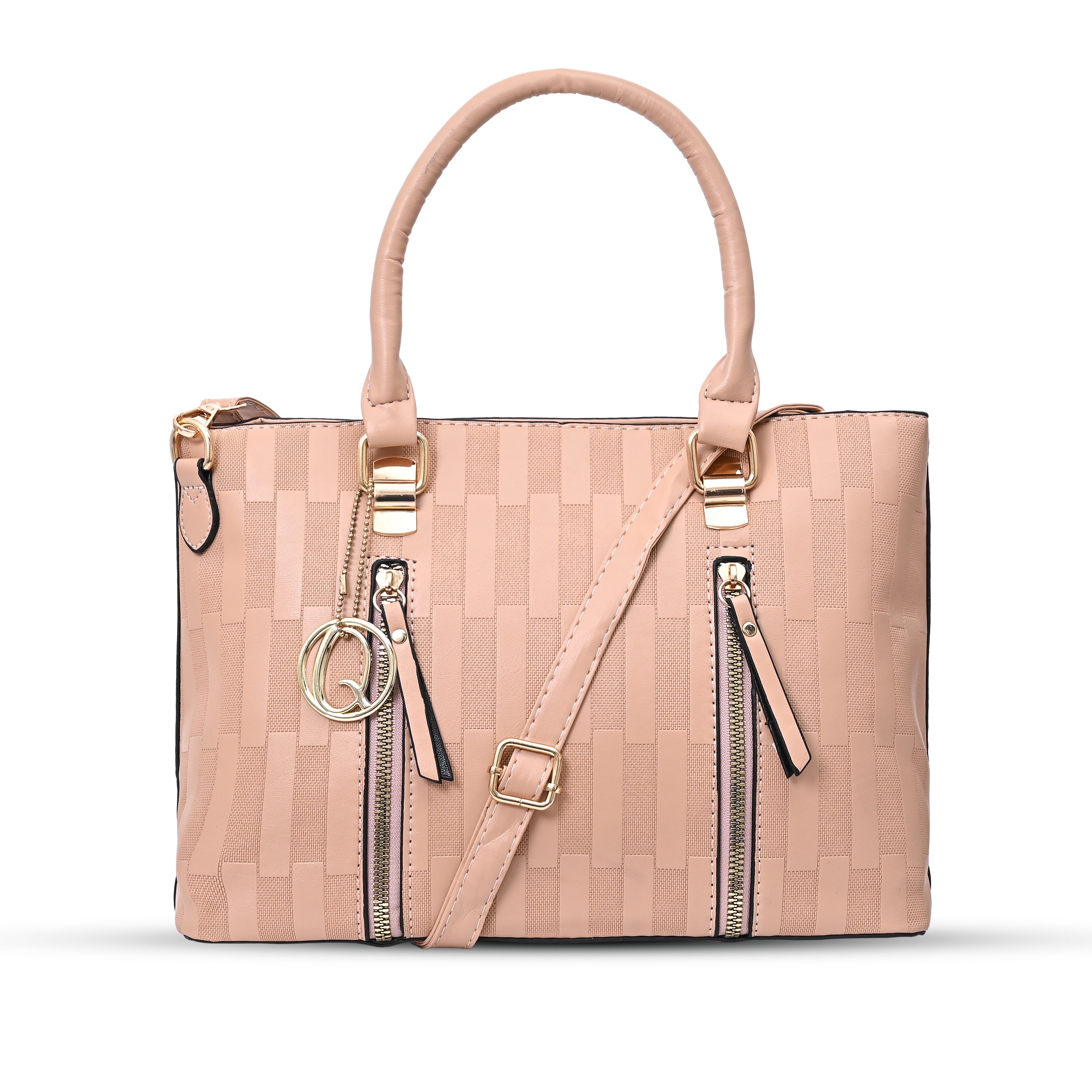 QIARRA Peach Luxe Artificial Leather Premium Textured Shoulder Bag / Handbag with Detachable Slings VB8068