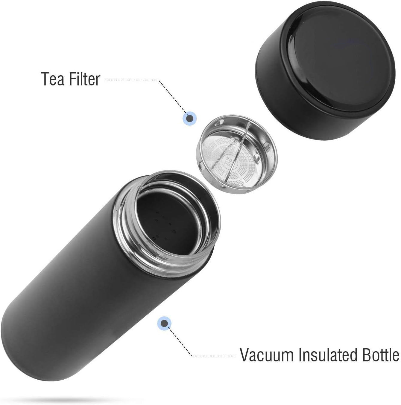 Ajanta 500ml Stainless Steel Vacuum Flask, BPA-Free Leakproof Thermos Bottle with Tea Infuser
