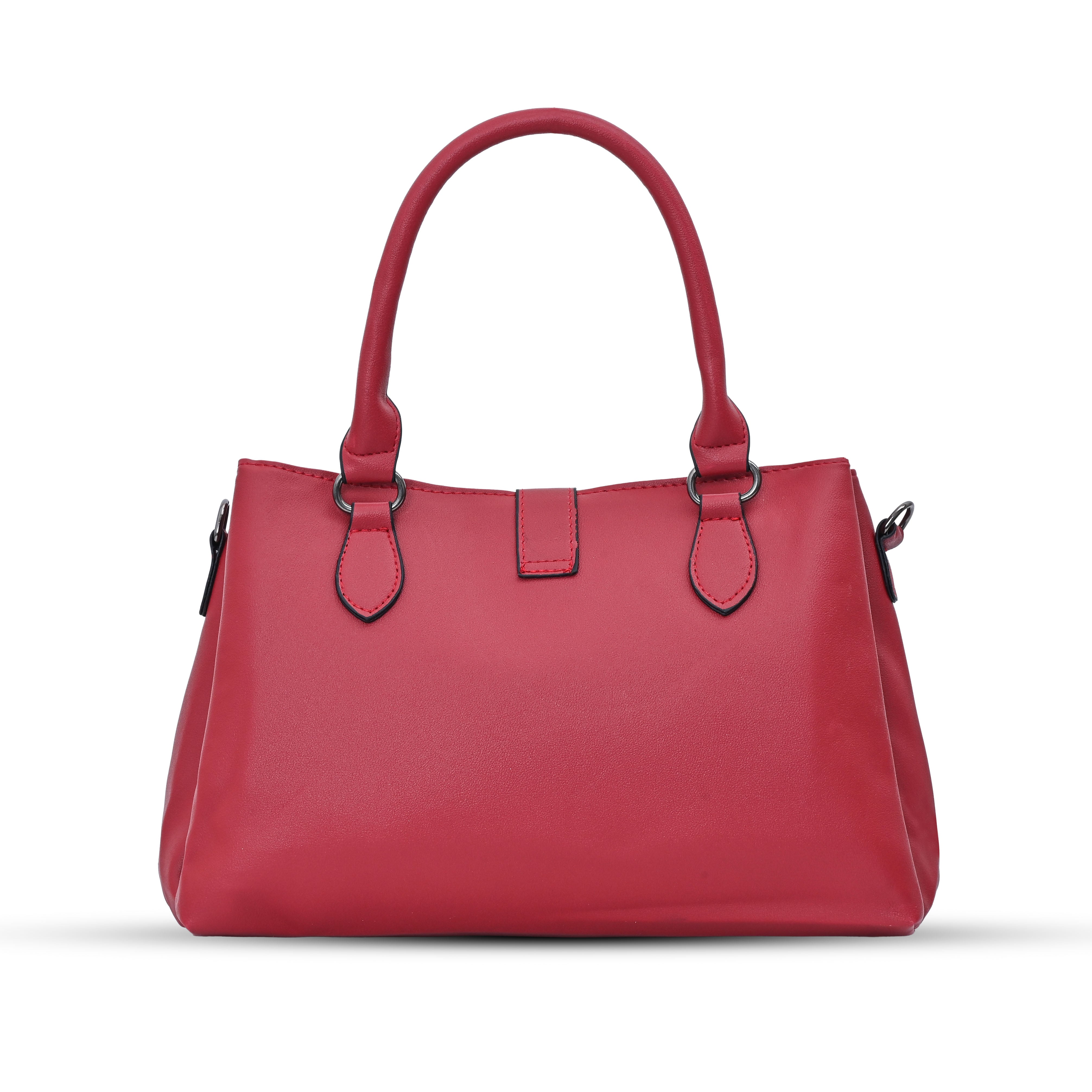 QIARRA Maroon Luxe Textured Synthetic Rexin Shoulder Bag with Detachable Strap & Snap Button Closure VB8044
