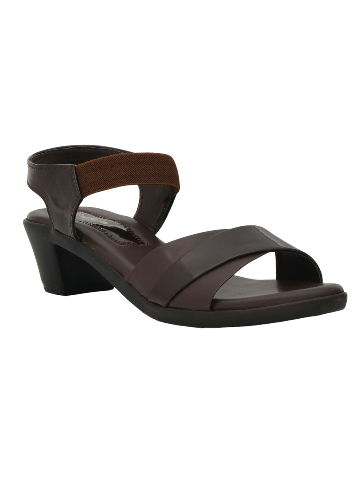 AJANTA Stylish Block Heel Sandals For Women | Open Toe Back Strap Heels with Elastic Strap | Casual Sandals with Ergonomic Arch Support | Soft Cushioned Footbed & Breathable Synthetic Upper for Office, Travel, Party & Wedding FootWear