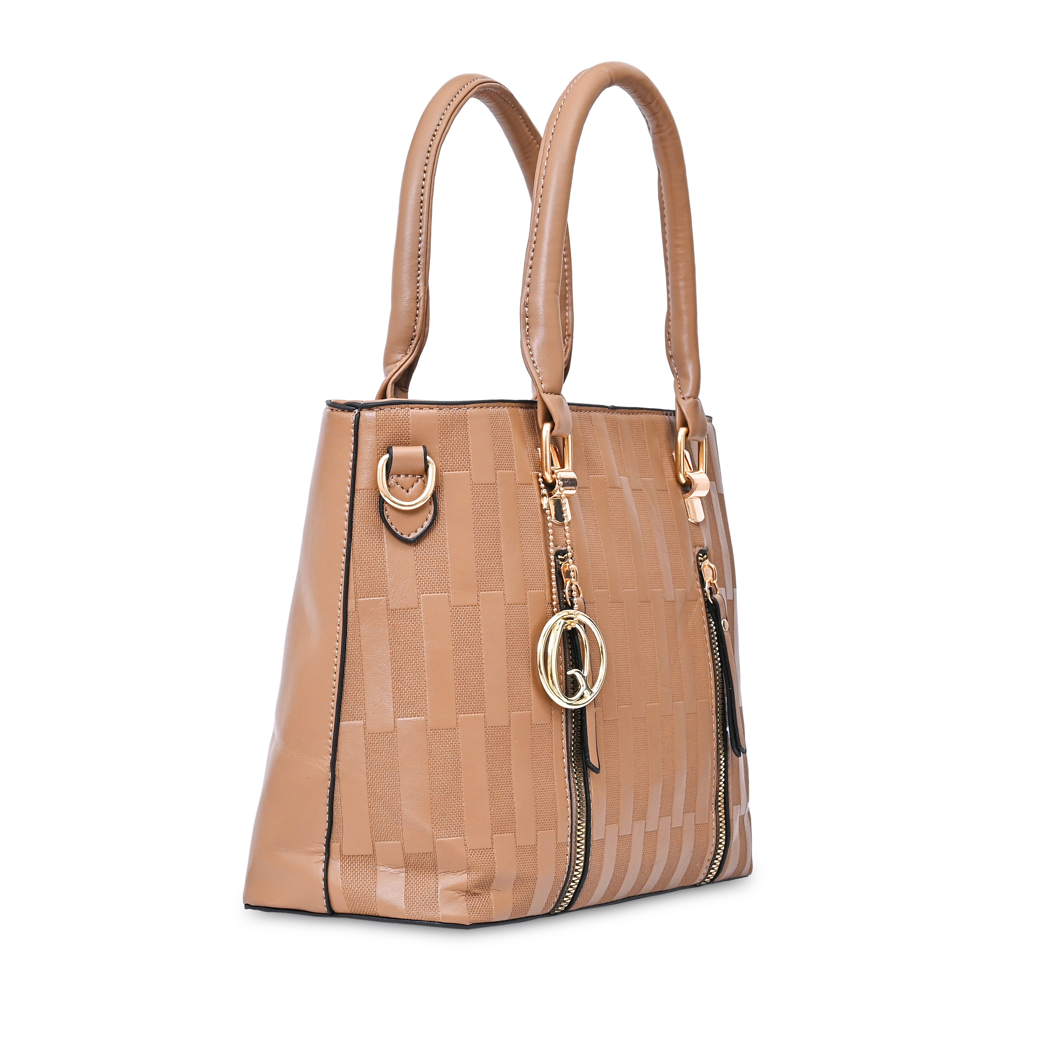 QIARRA Brown Artificial Leather Premium Textured Shoulder Bag / Handbag with Detachable Slings VB8072