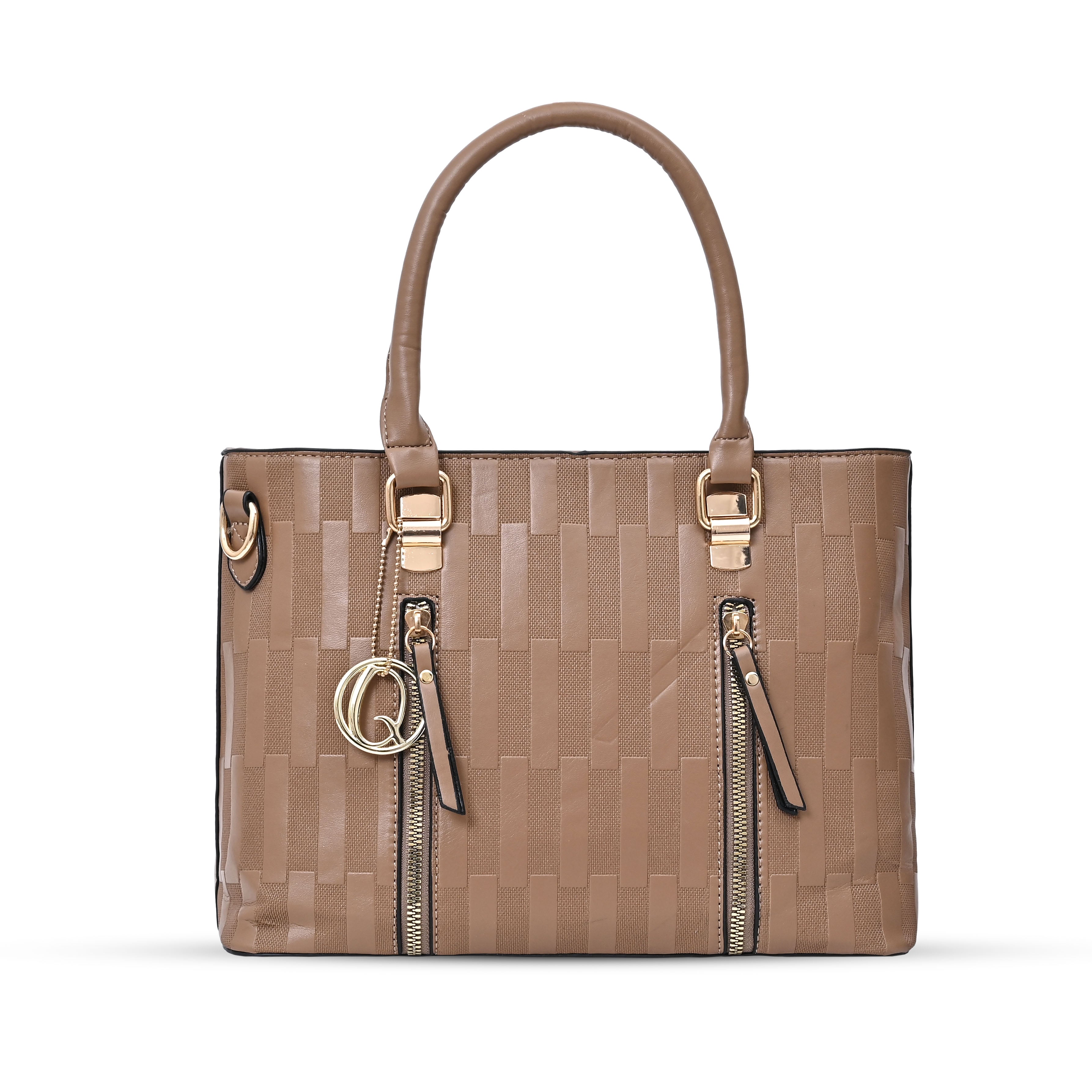 QIARRA Chocolate Brown Luxe Artificial Leather Premium Textured Shoulder Bag / Handbag with Detachable Slings VB8066