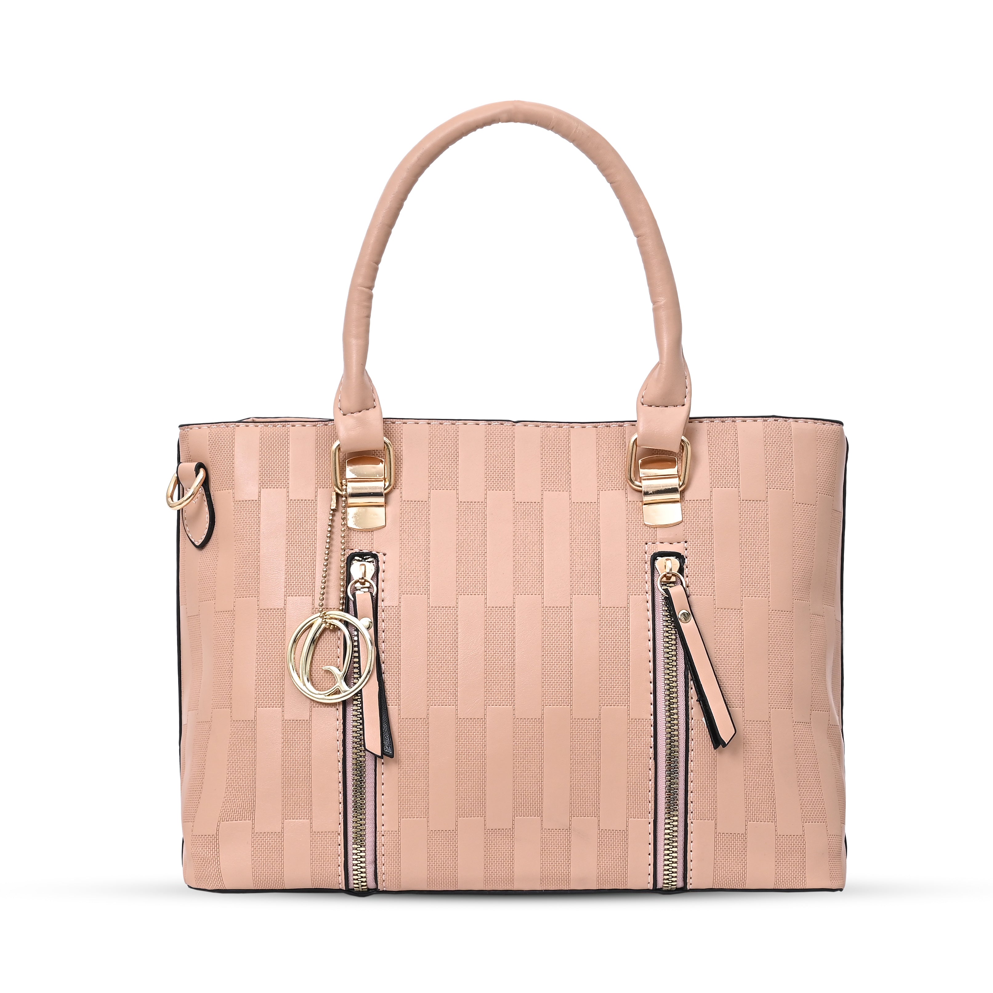 QIARRA Peach Luxe Artificial Leather Premium Textured Shoulder Bag / Handbag with Detachable Slings VB8068