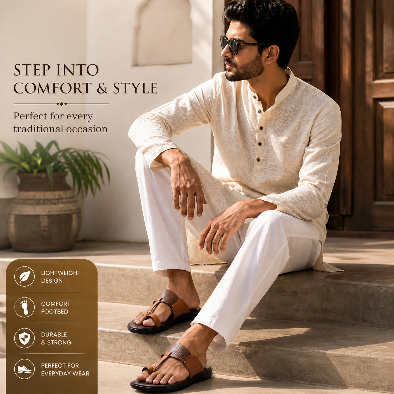 AJANTA Men Lightweight Comfort Sandals | Flexible Sole | Casual Wear