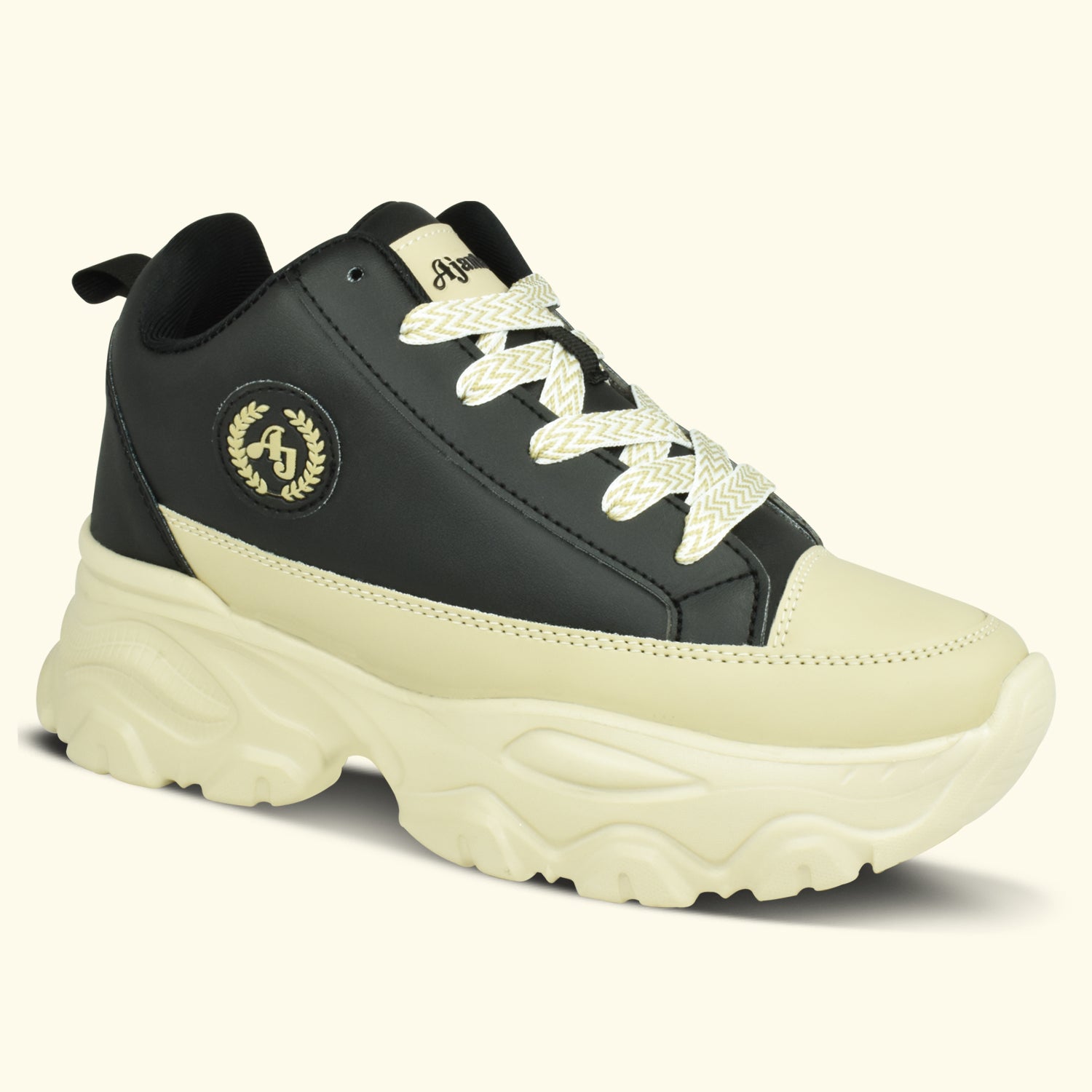 AJANTA Women Bold Black Lightning Chunky Sneakers | Stylish,Lightweight,Comfortable,Trendy Streetwear Sneakers EL5045