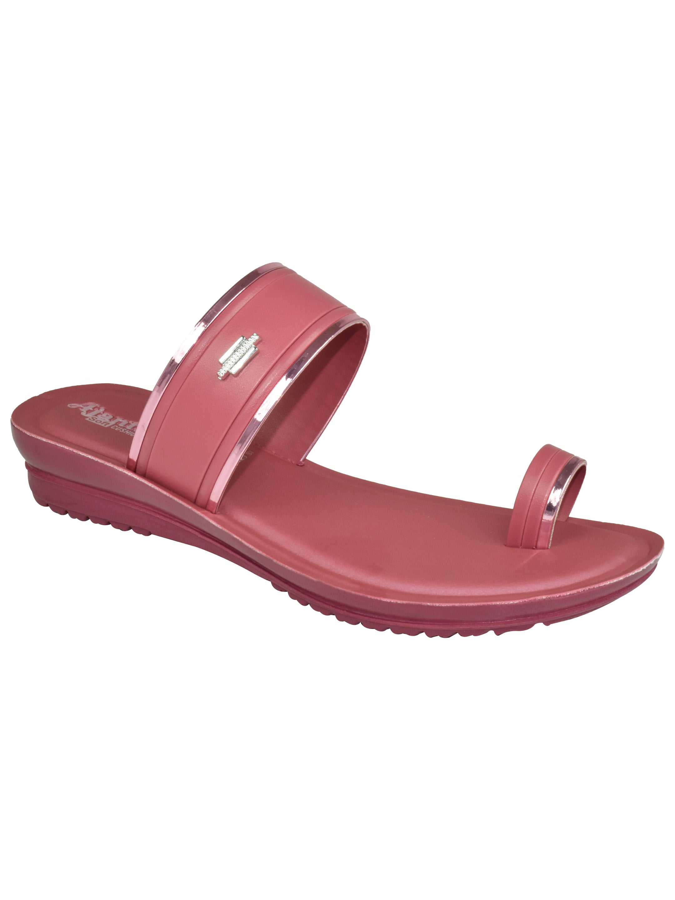 Ajanta Women’s Maroon Dual-Strap Slip-On Sandal with Toe Loop & Cushioned Footbed