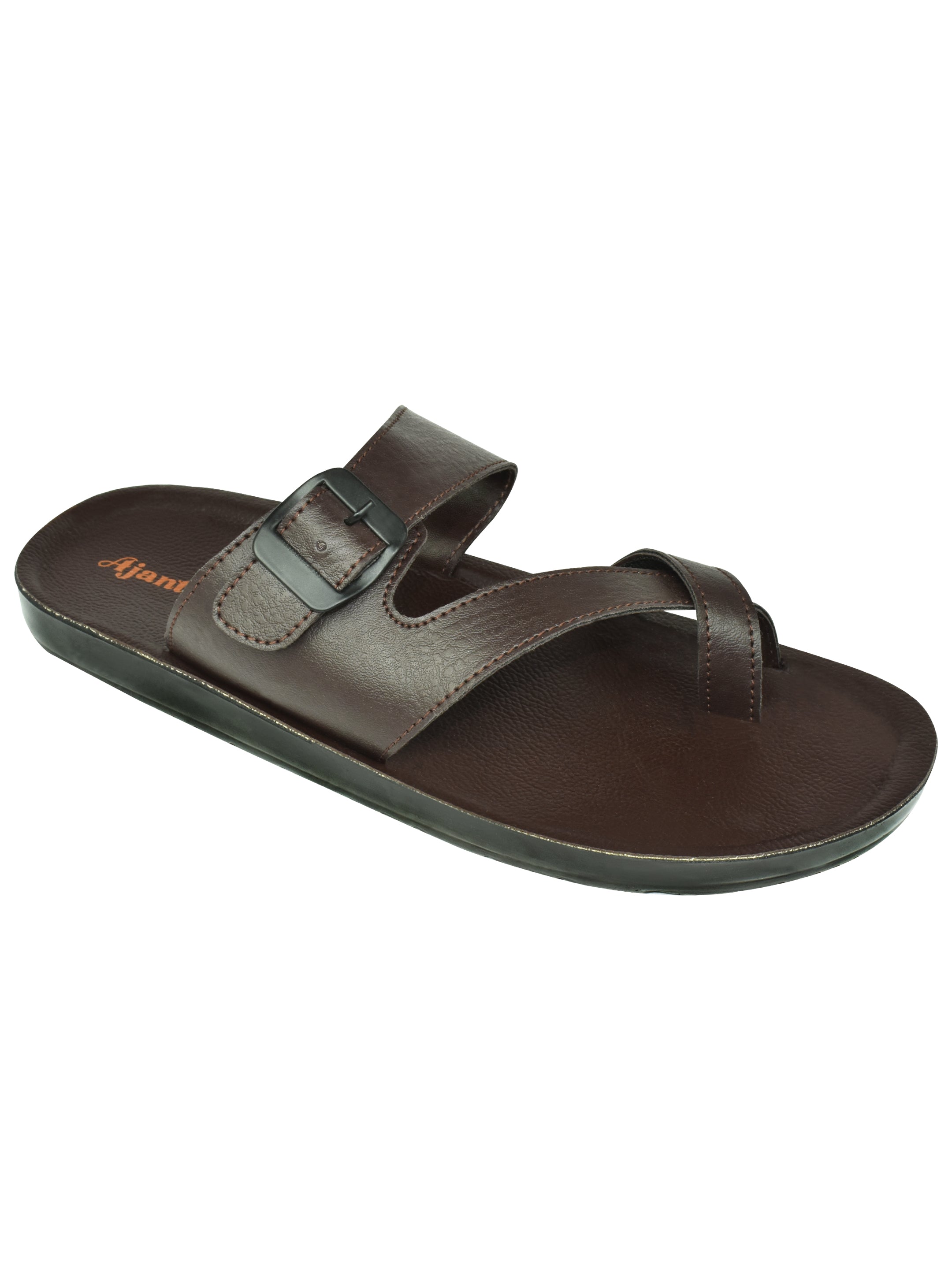 AJANTA Men's Brown Sandal | PU Poaring Upper | Durable Synthetic Sole | Lightweight & Comfortable Slippers EG3026