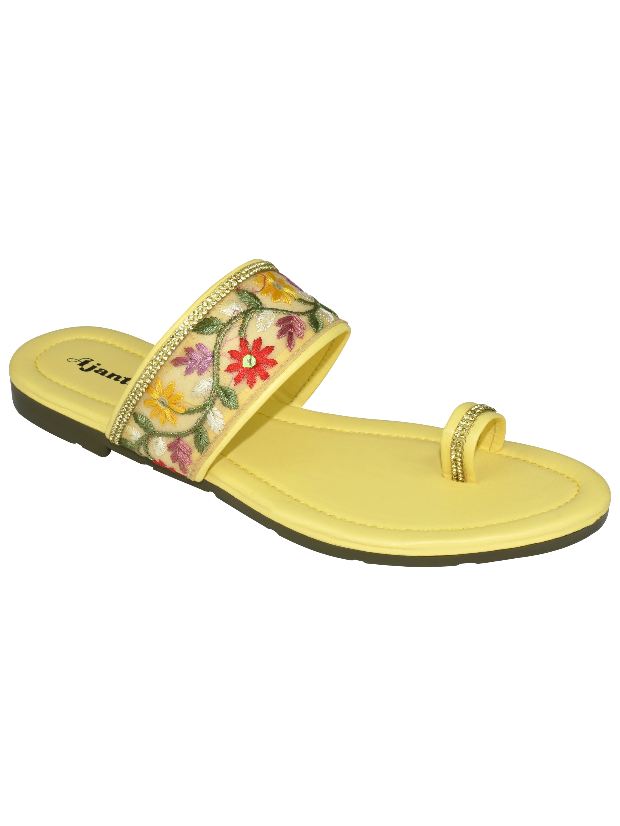 AJANTA Women's Yellow General Sandals | PVC Upper | Flexible Textile Sole | Stylish & Lightweight Daily Wear Slipper EL2019