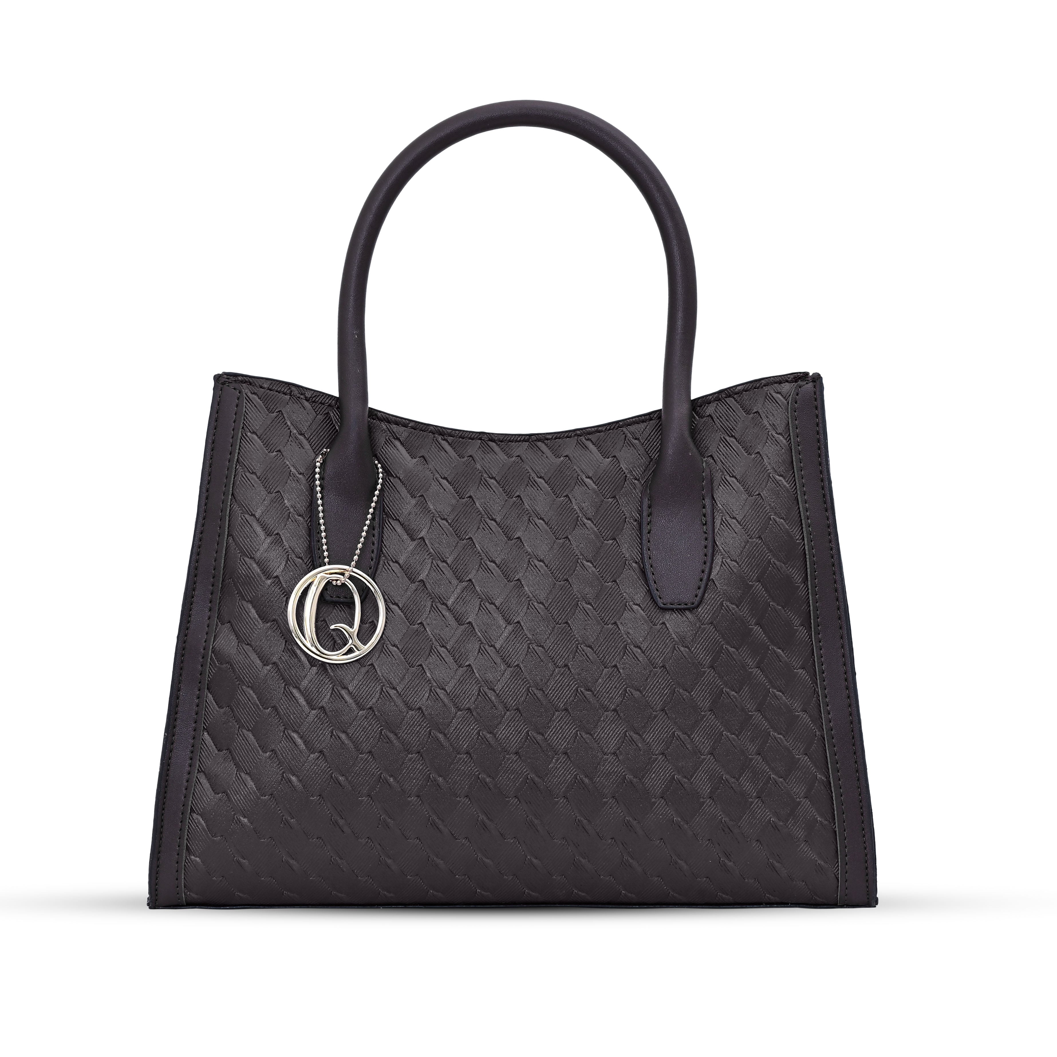 QIARRA Dark Brown Luxe Textured Synthetic Rexin Shoulder Bag with Detachable Strap VB8048