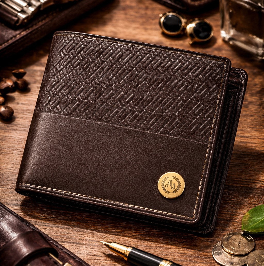 Ajanta Men’s Genuine Leather Wallet Slim, Stylish Bi-Fold with 7 Card Slots