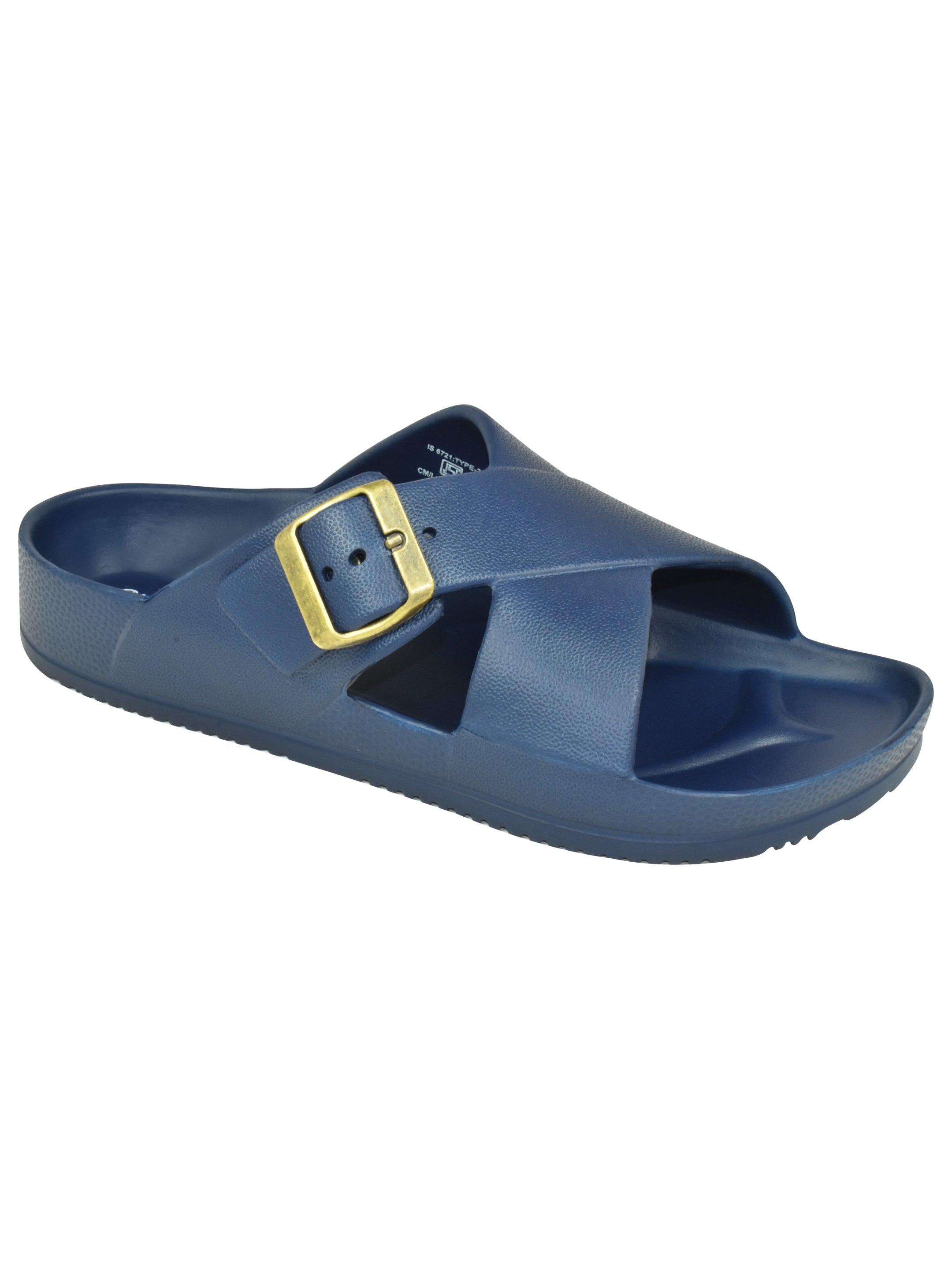 Ajanta Men’s Adjustable Buckle Slippers – Lightweight EVA Molded Orthopedic Slip-Ons for All-Day Comfort (Blue)-EG3048