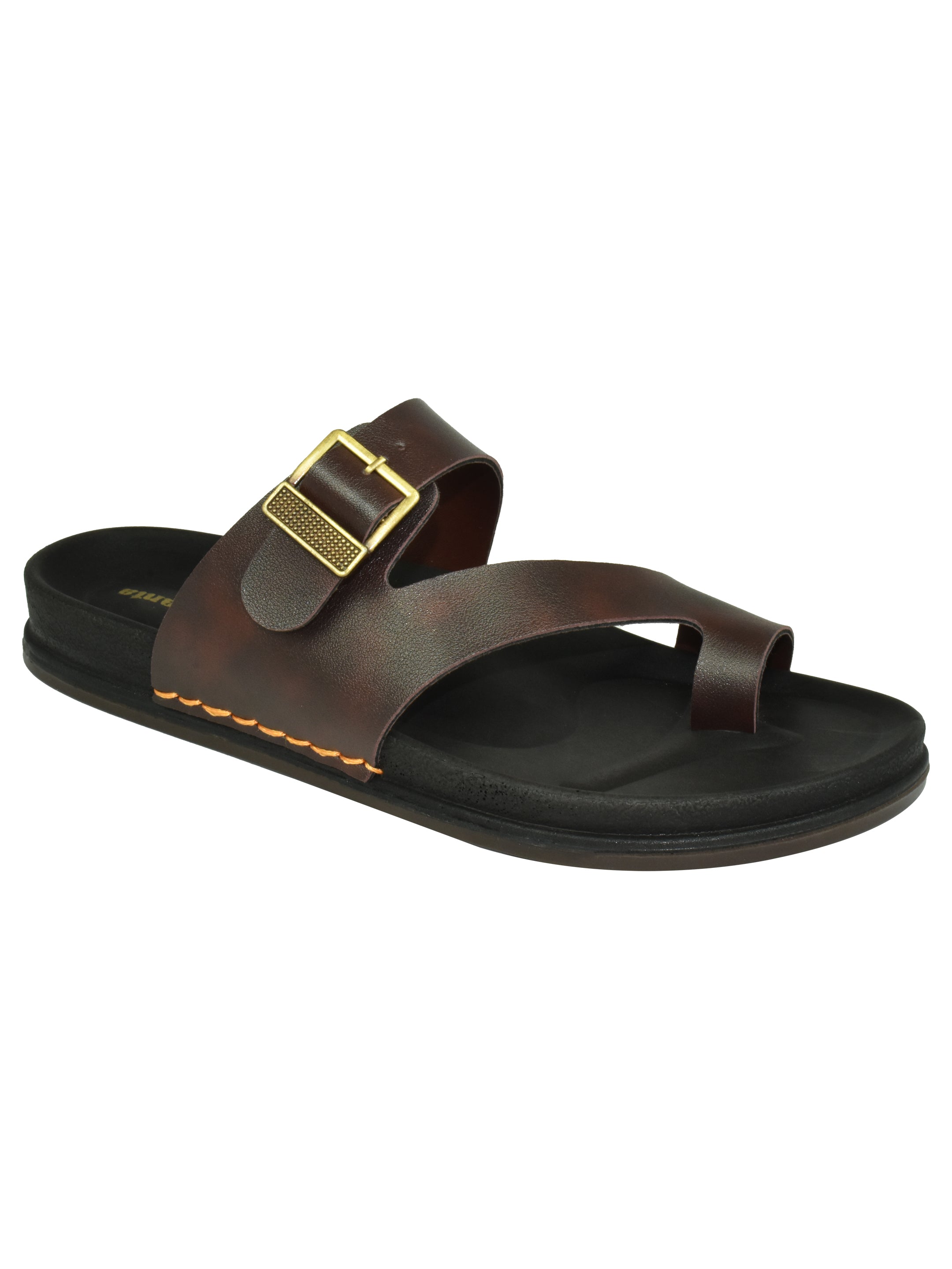 Ajanta Men’s Brown Double-Strap Sandal with Adjustable Buckle & Double-Density Comfort Sole