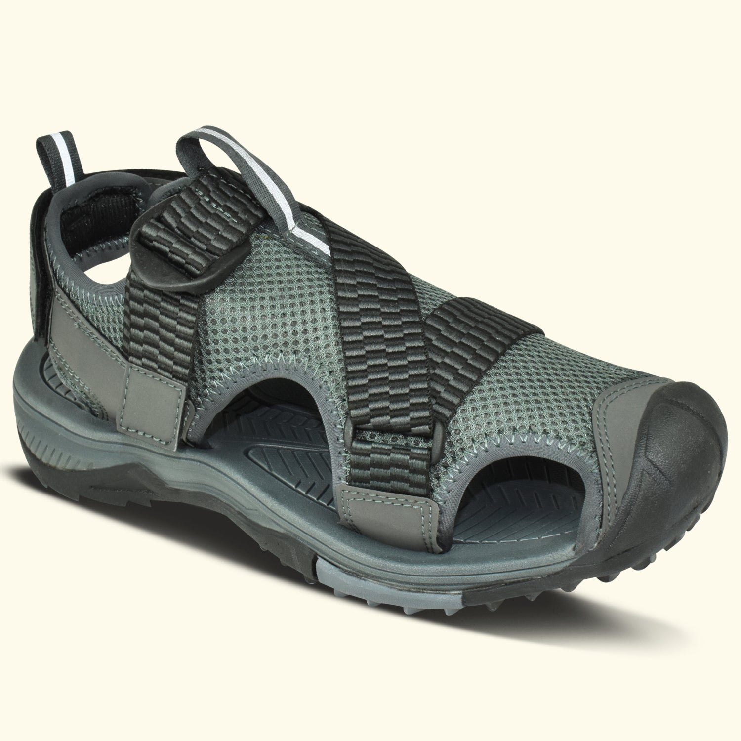 AJANTA Men’s Grey Durable & Comfortable Cushioned Footbed Sports Sandal with Velcro Closure EG2018