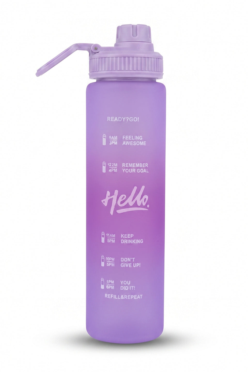 Ajanta 1L Motivational Sports Water Bottle | BPA Free Food Grade Plastic Leakproof Sports Sipper Bottle | Screw Lid with Carry Handle Time Marker Reusable Water Bottle for Gym, Office, School & Travel