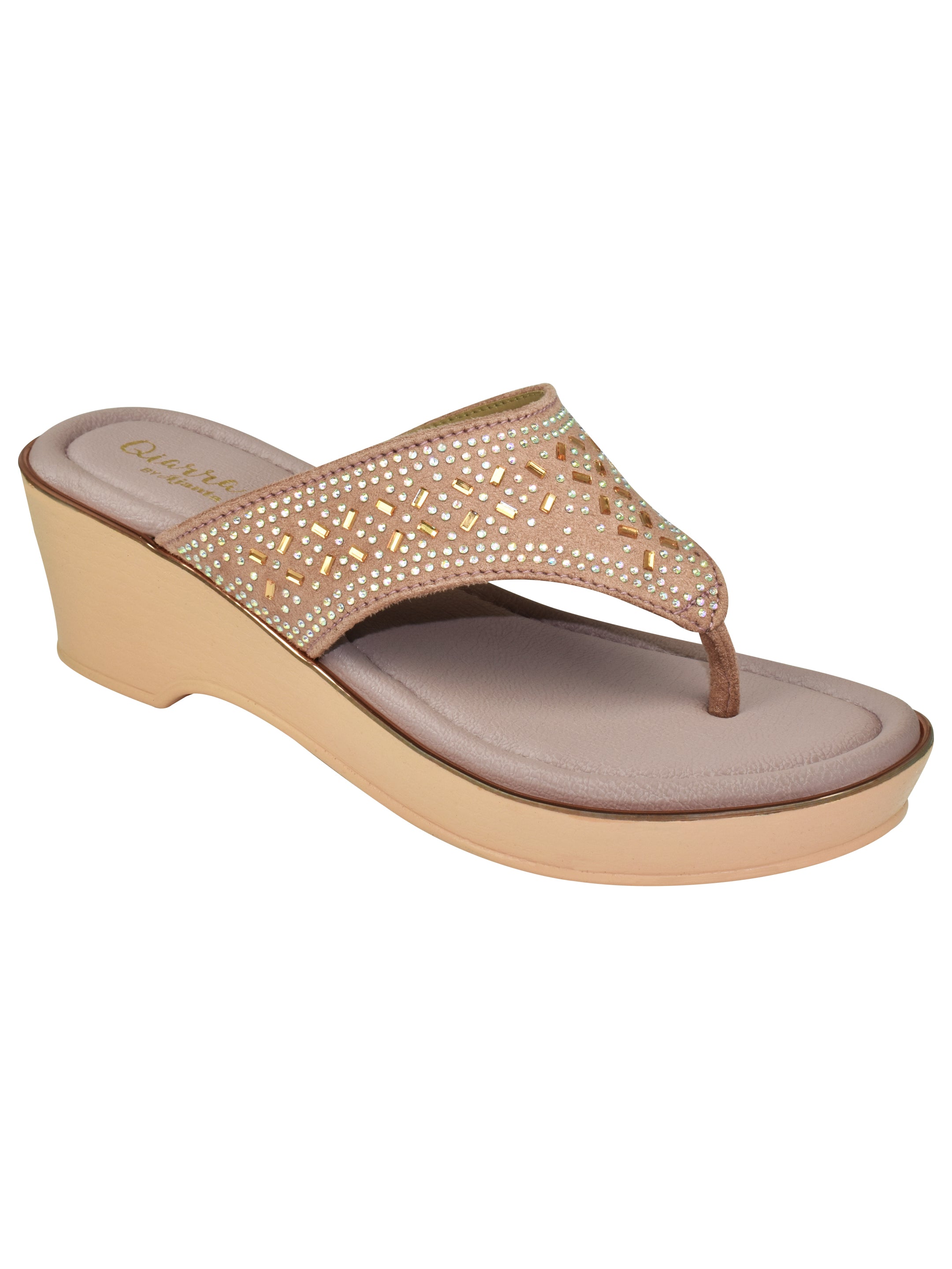 QIARRA Women's Shimmer Open Toe Comfortable Wedge Heel Fashion Sandals for Casual, Outdoor and Party EL1040