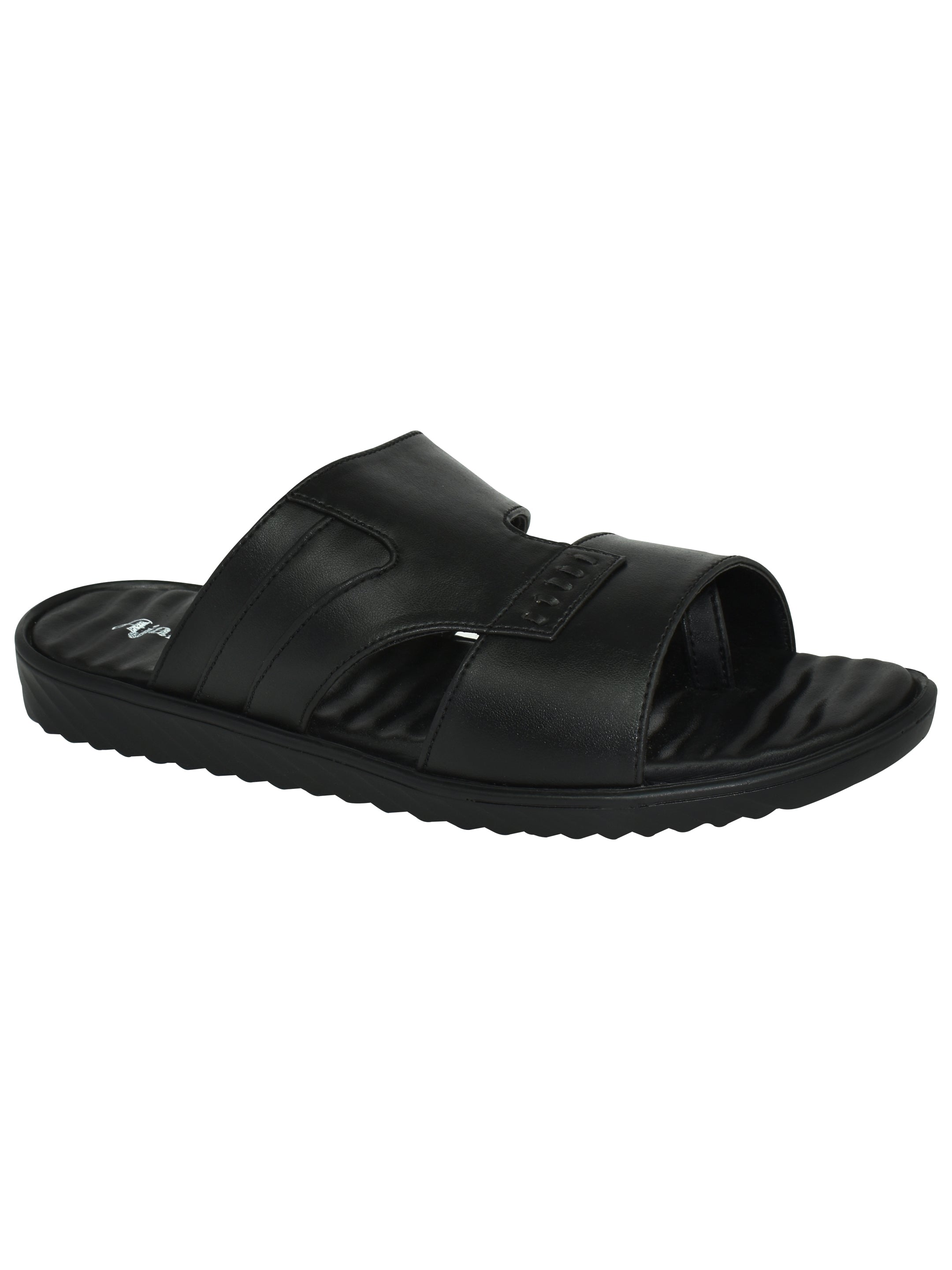 Ajanta Men’s Black Slip-On Sandals Lightweight Synthetic Daily Wear Footwear