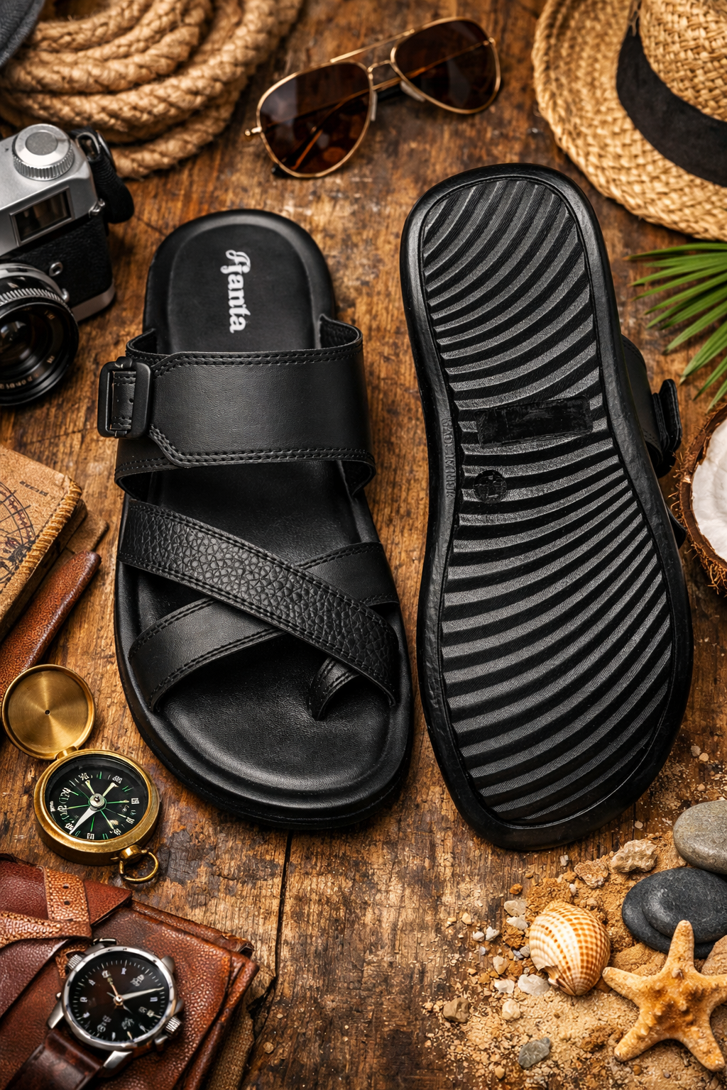 Ajanta Men’s Tan Slip-On Sandals for All-Day Comfort