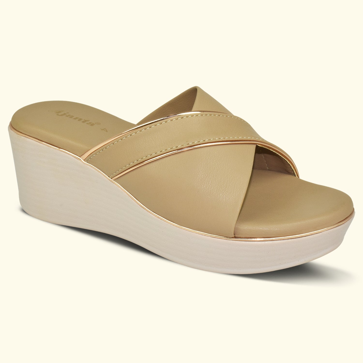 AJANTA Women's Open Toe Wedges Sandals with Cross Strap – Comfortable Daily Wear ML0904
